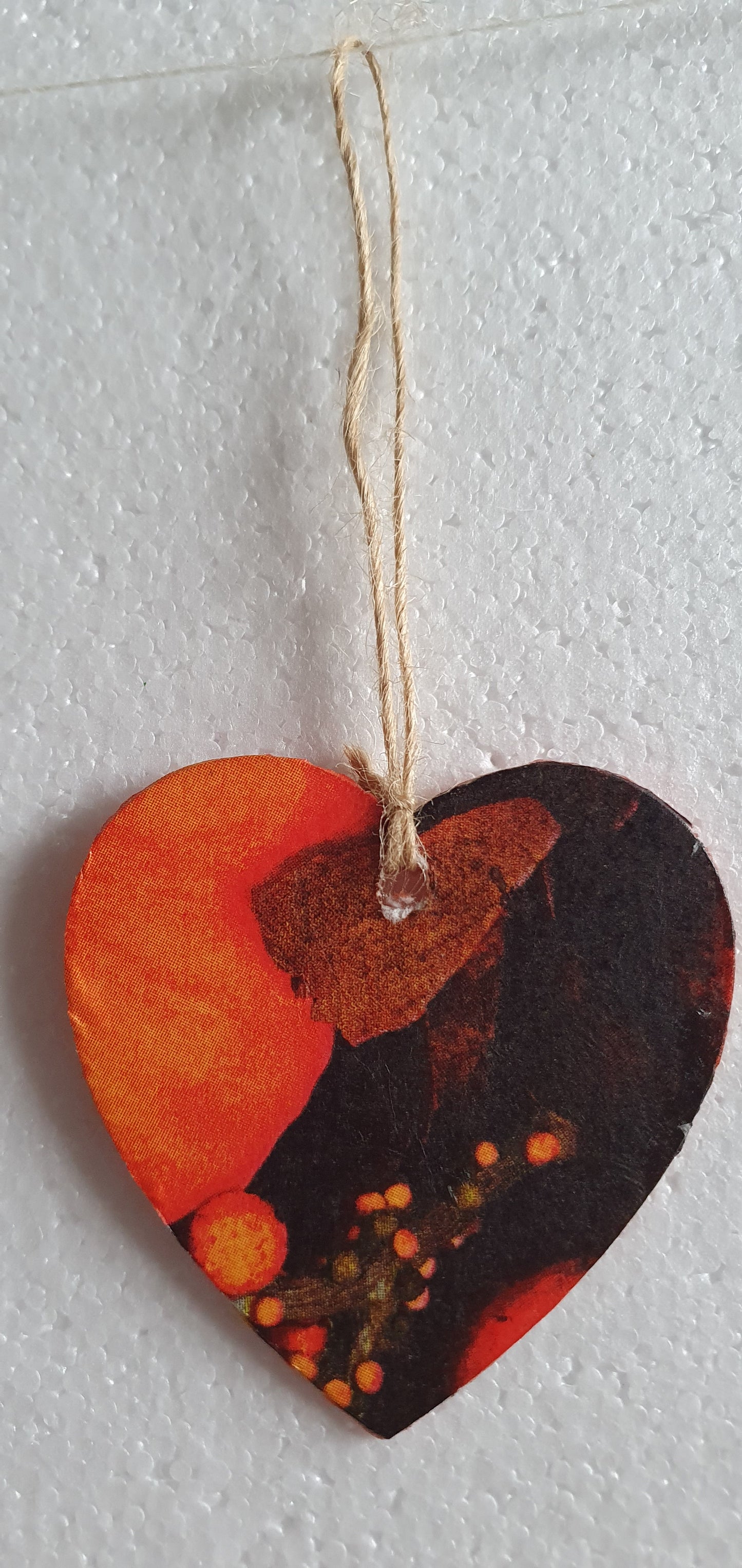 Decoupage Small Heart Black Brown Orange Autumn Window Hanging Home Decor Gift