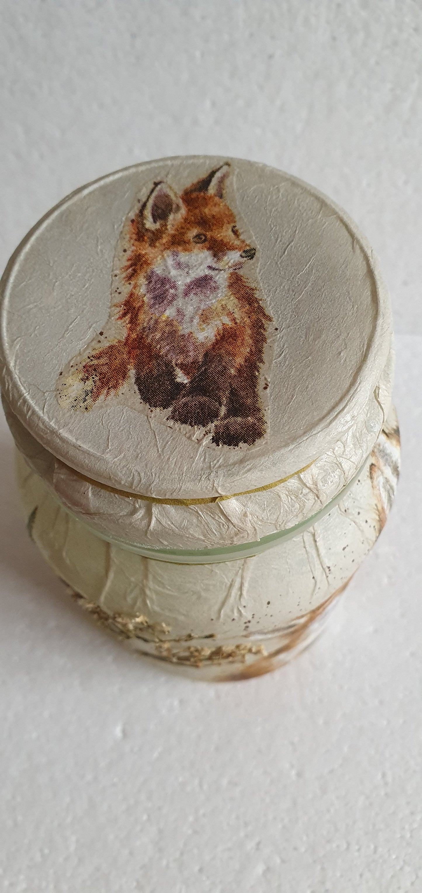 Medium 'Chunky' Hand Decorated Glass Pin Cushion Jar Foxes Crafters Gift