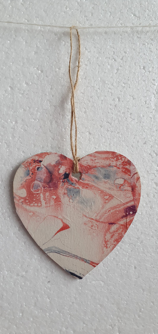 Decoupage Small Heart Marble Effect Window Hanging Home Decor Gift
