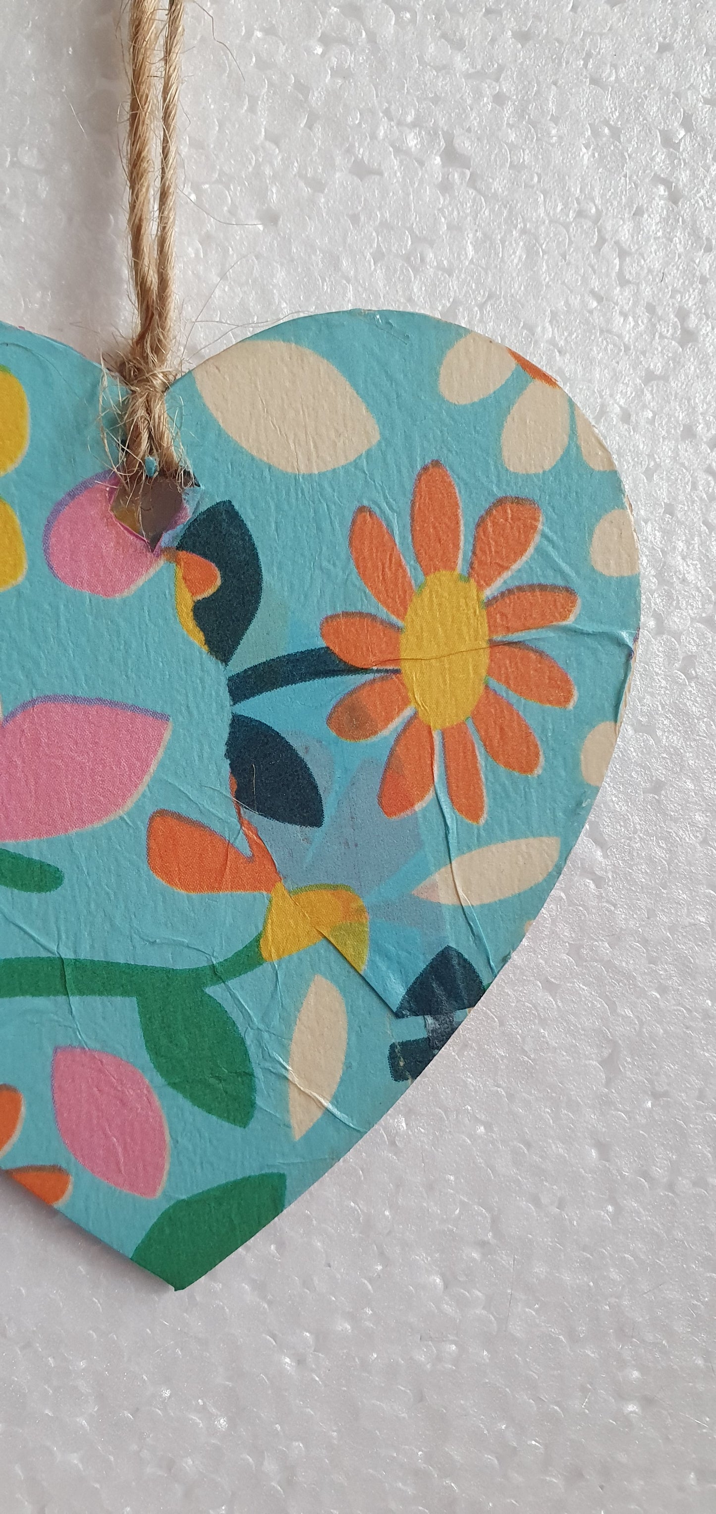 Decoupage Small Heart Floral Blue Pink Yellow Window Hanging Home Decor Gift