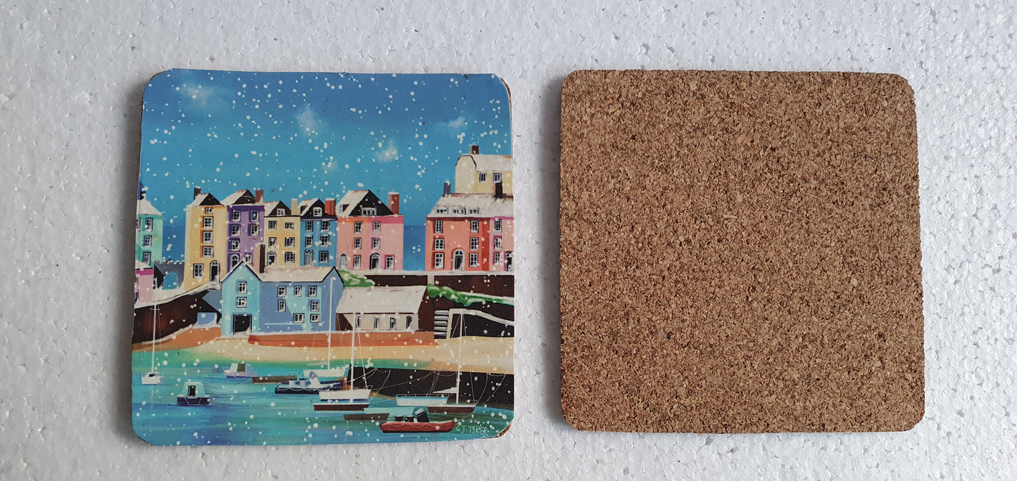 Single Mix And Match Coaster Harbour Scene Painting Home Decor Gift