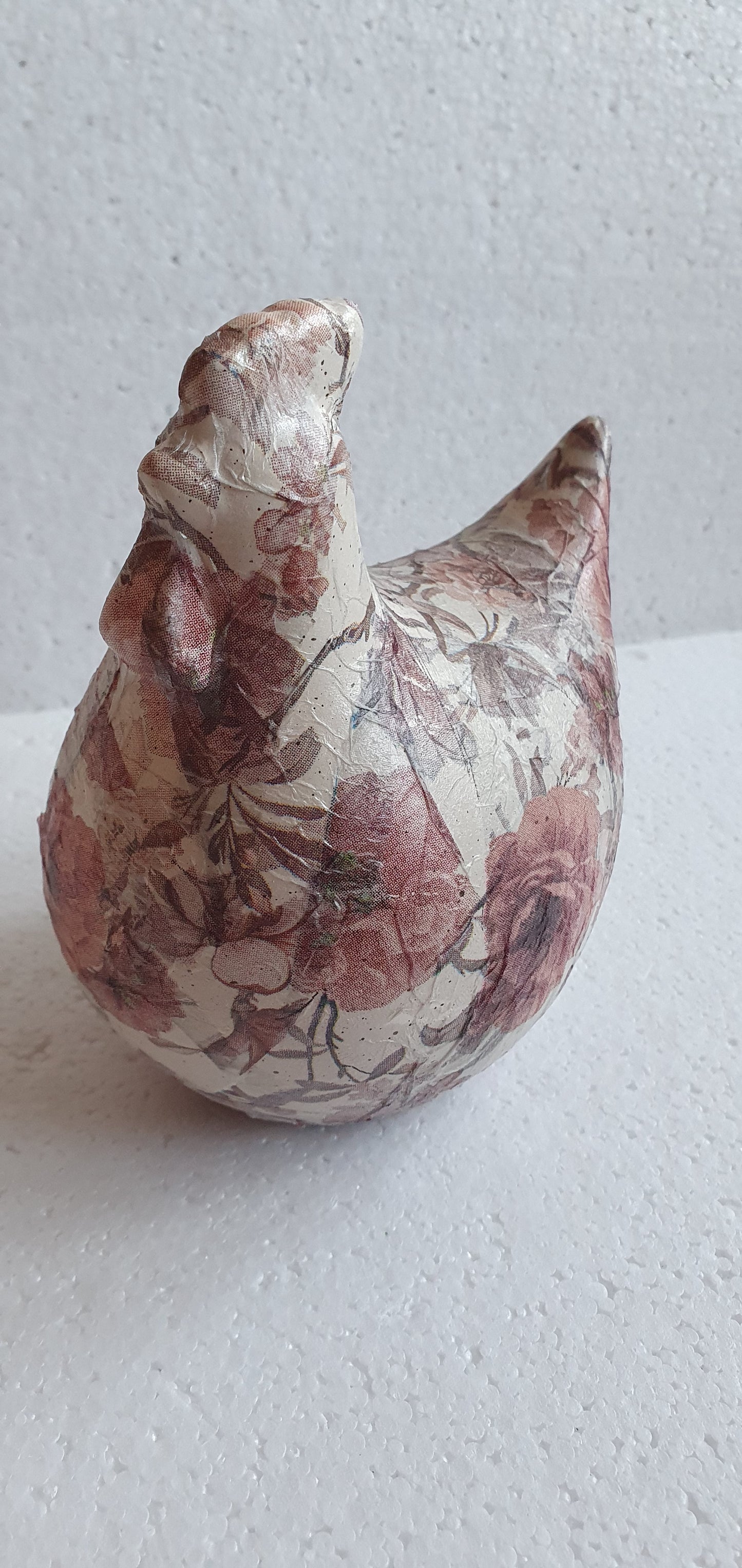 Hand Decorated Ceramic Floral Chicken Pink White Gift