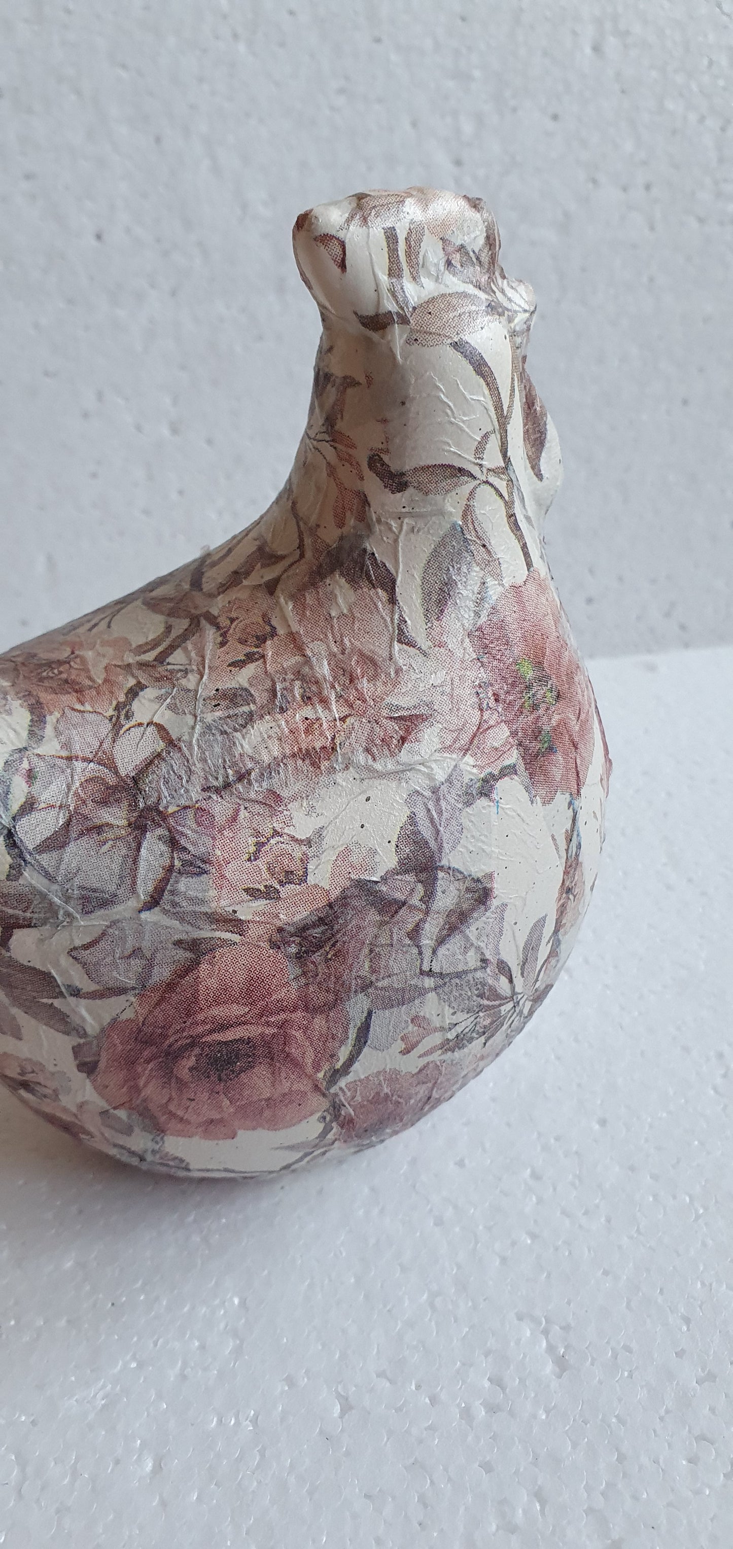 Hand Decorated Ceramic Floral Chicken Pink White Gift