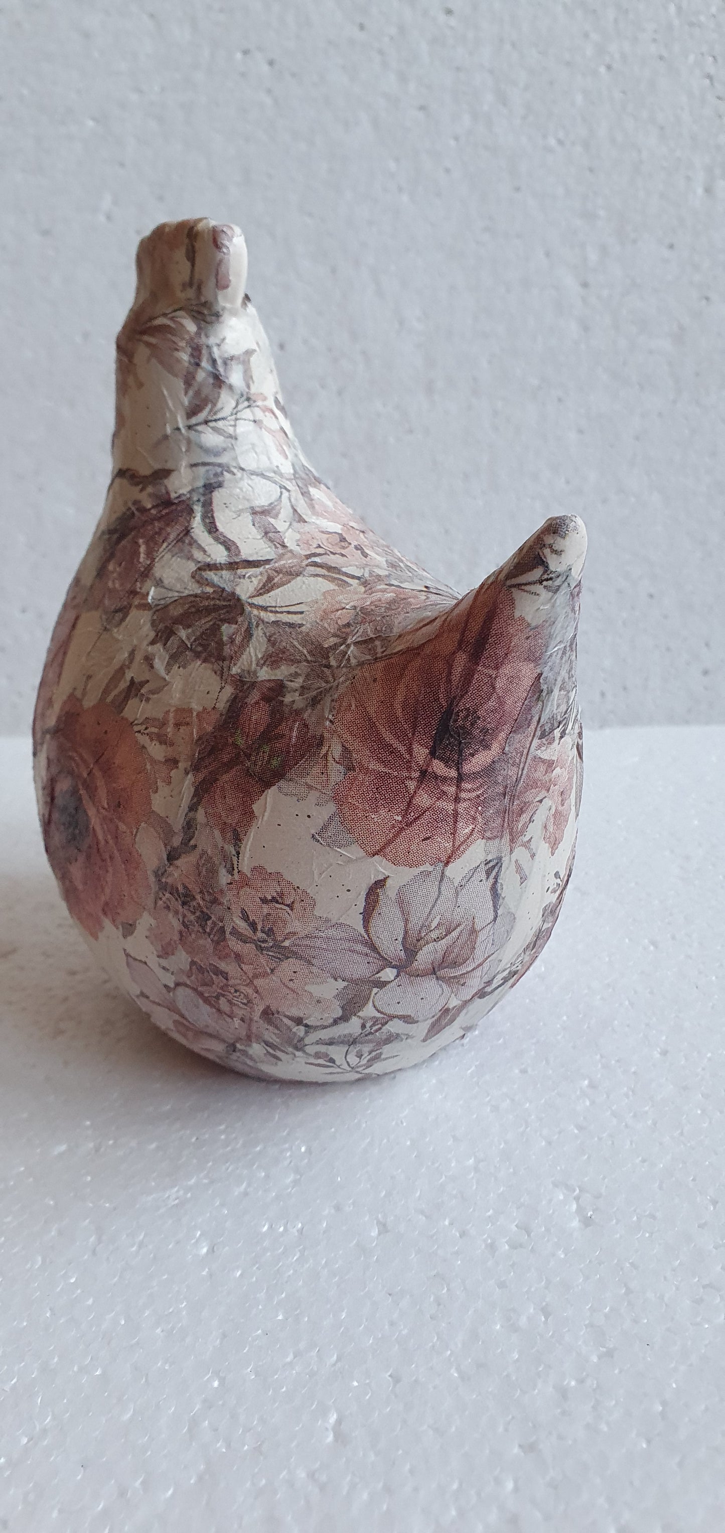 Hand Decorated Ceramic Floral Chicken Pink White Gift