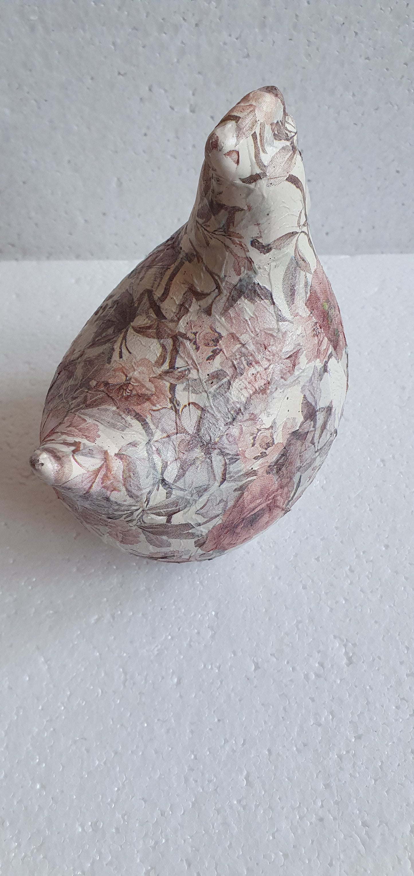 Hand Decorated Ceramic Floral Chicken Pink White Gift