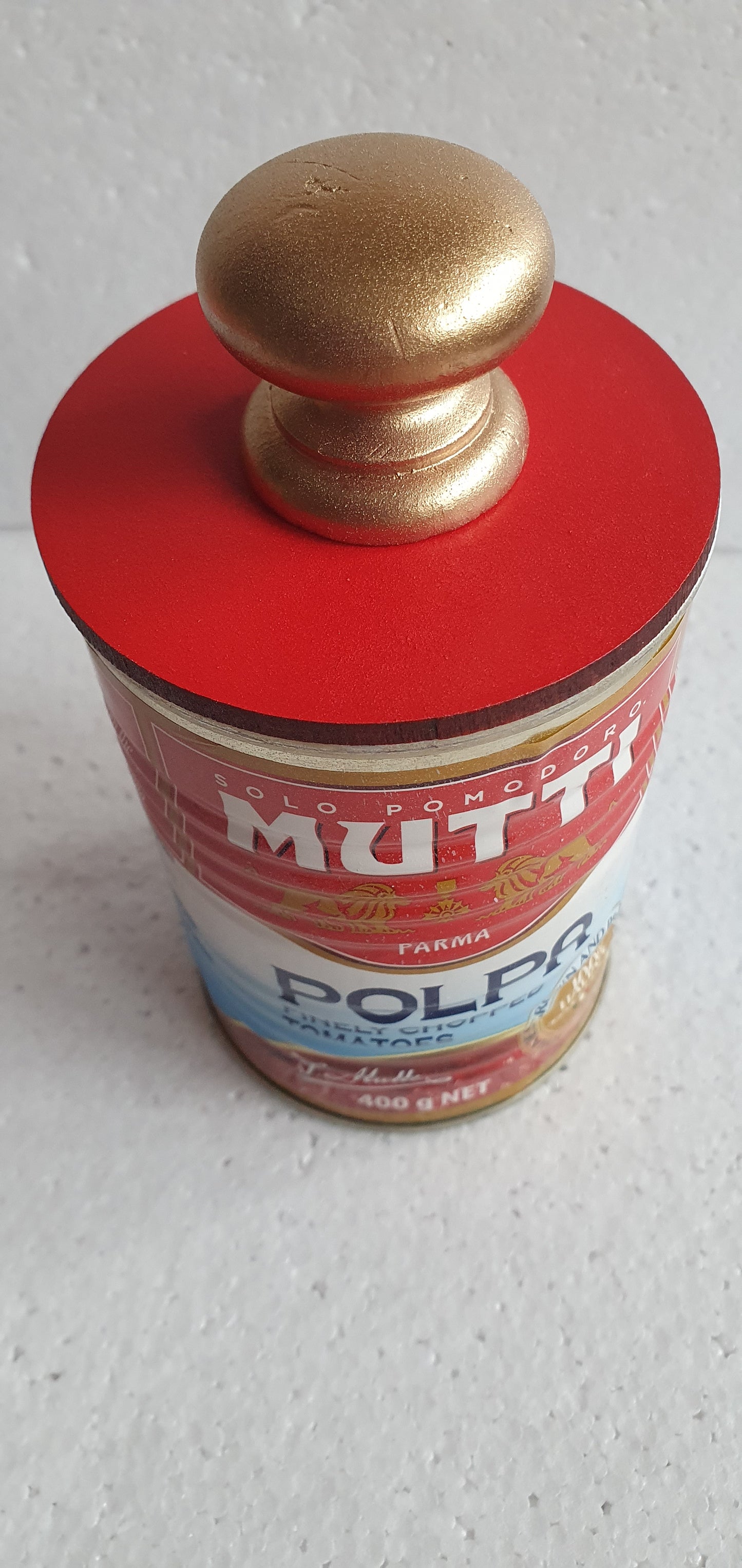 Upcycle Tin Can Storage Jar With Lid Italian Tomatoes Decoupage Home Decor Gift