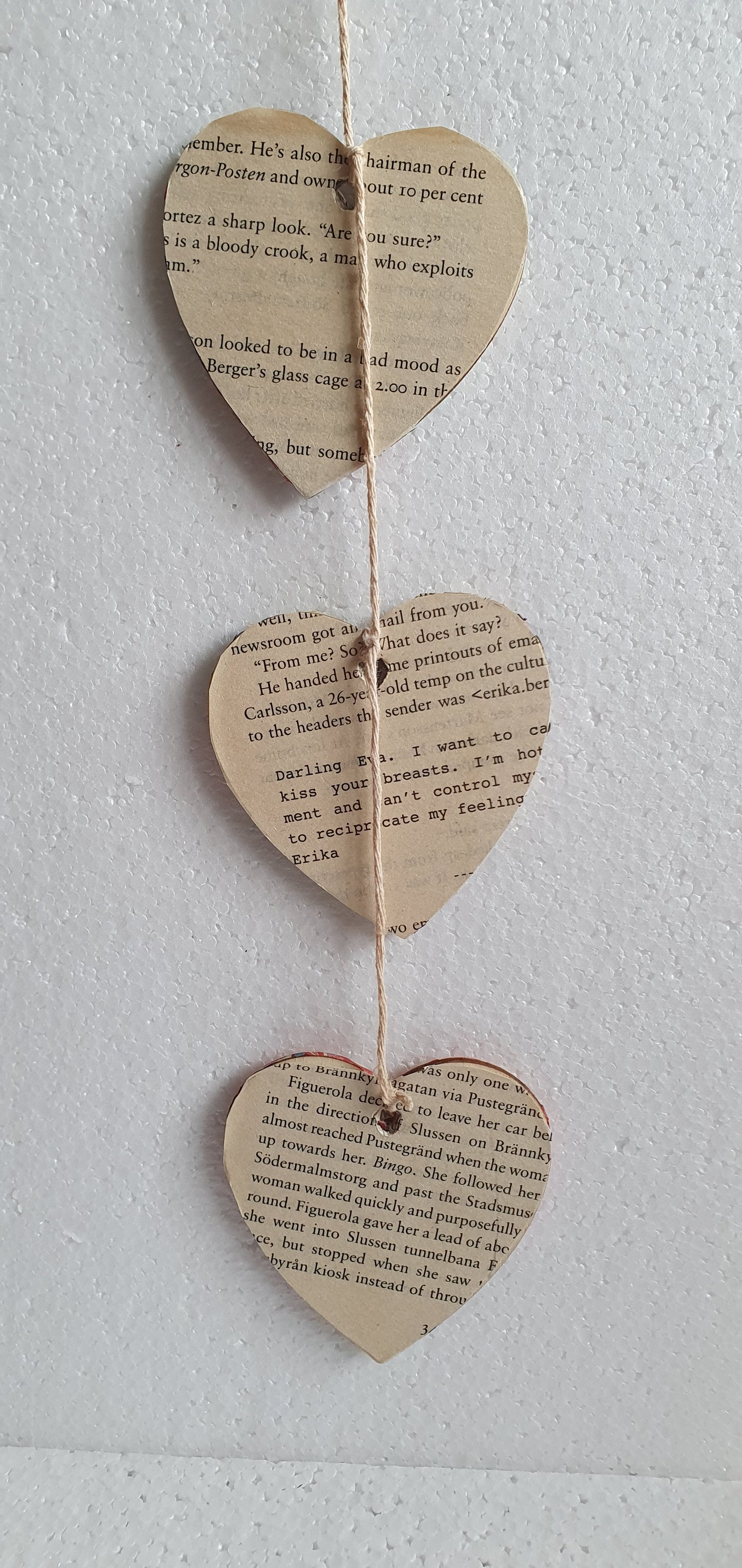 Decoupage Book Page Black Red Floral Hearts Wall Hanging Home Decor Gift