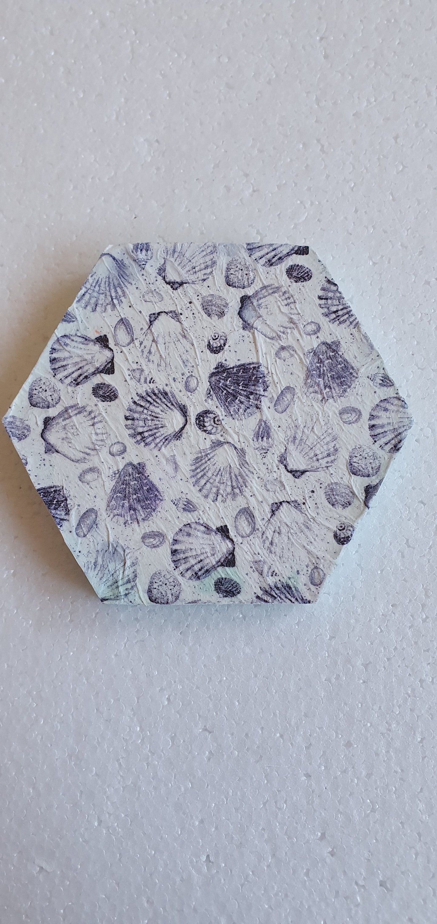 Single Hexagon Coaster White Cement Base Green Home Decor Gift