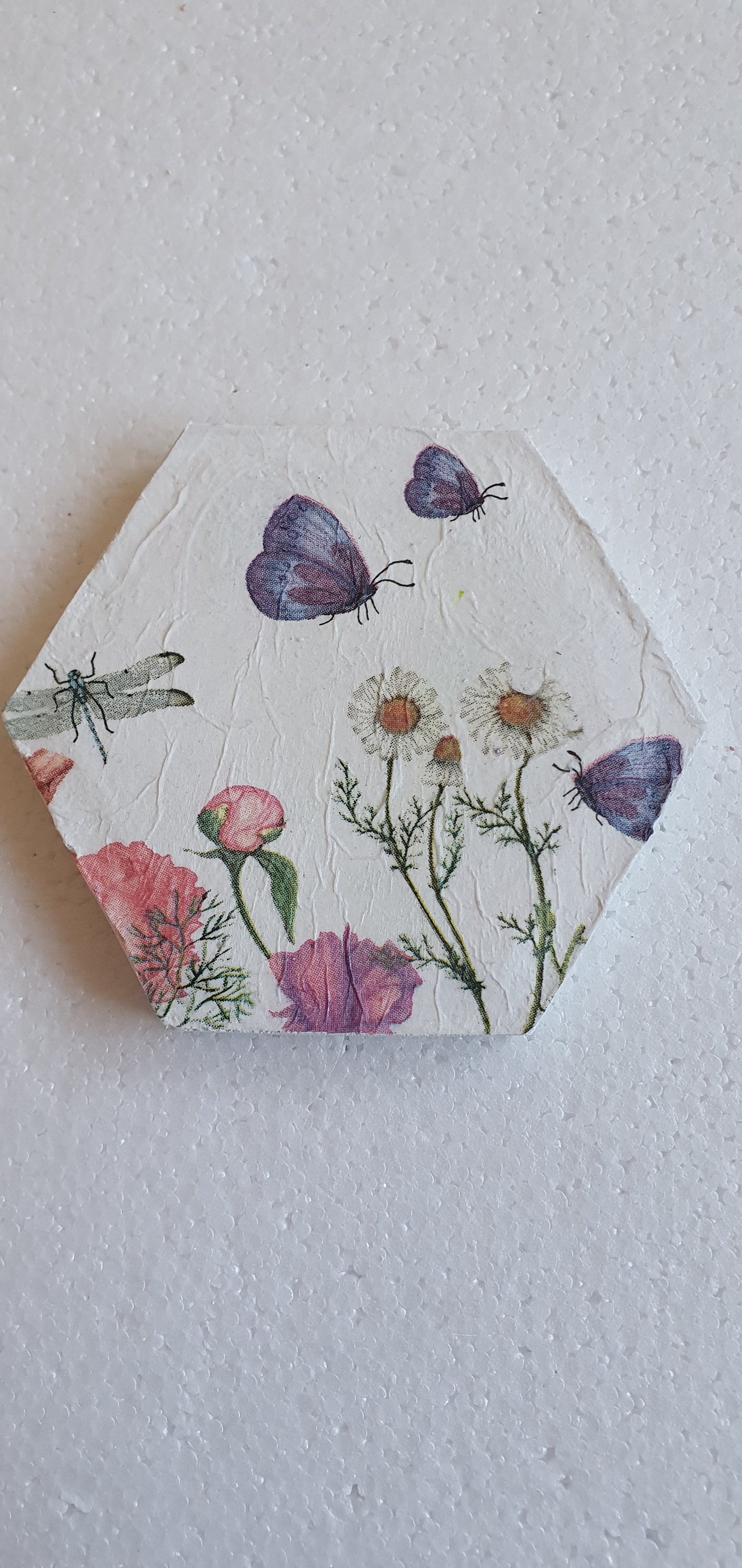 Single Hexagon Coaster White Cement Base Black Red Yellow Blue Home Decor Gift