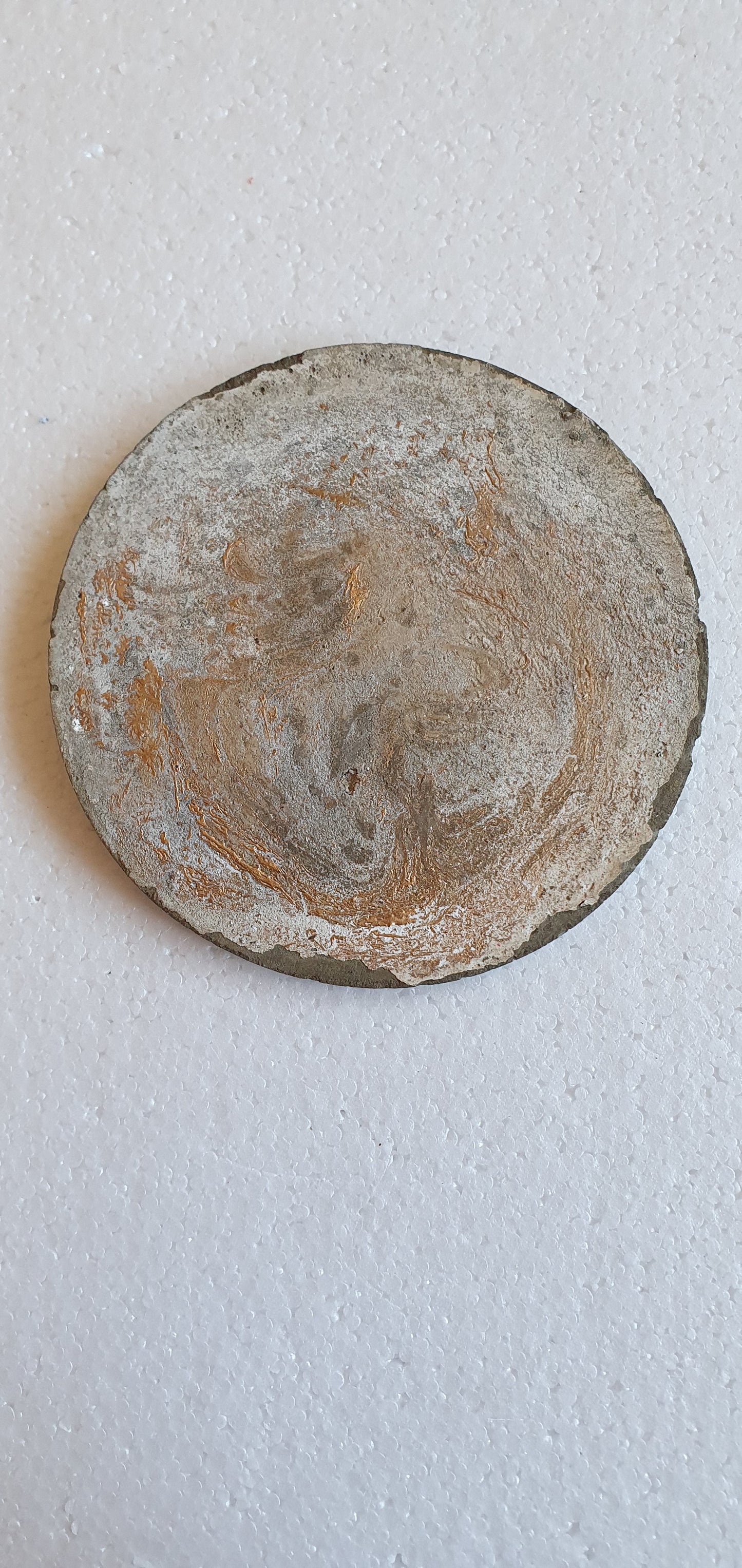 Large Single Round Decoupage Galaxy Swirl Coaster Cement Base Grey Gold Home Decor Gift