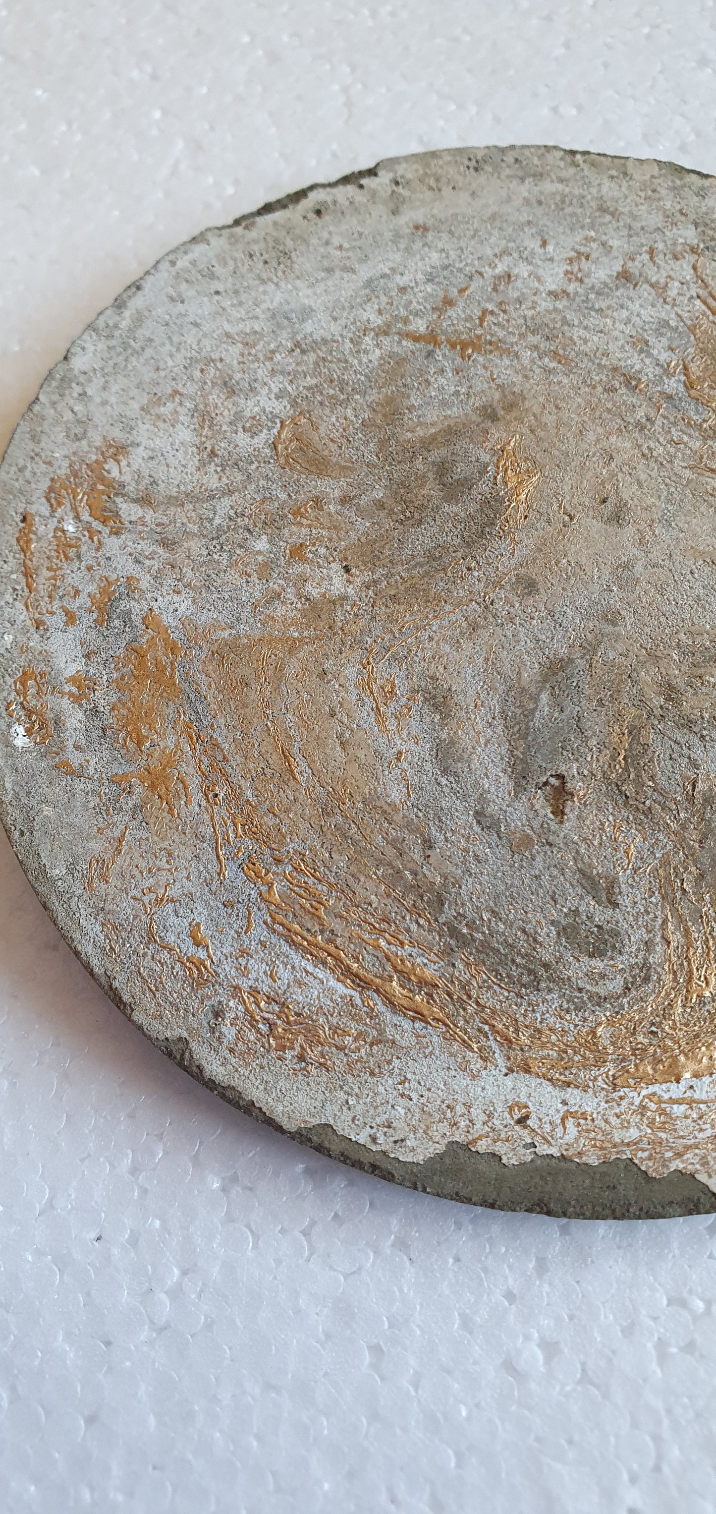 Large Single Round Decoupage Galaxy Swirl Coaster Cement Base Grey Gold Home Decor Gift