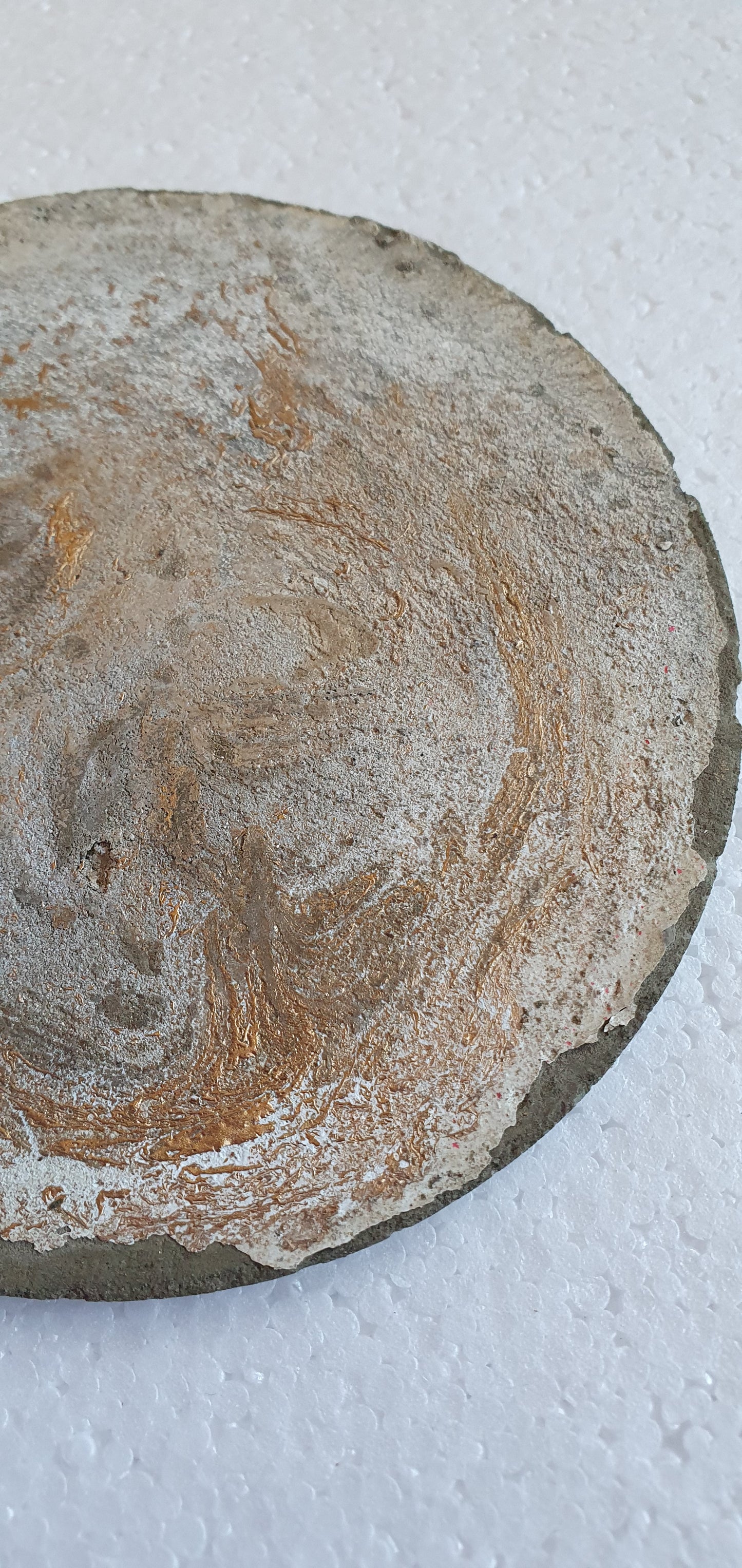 Large Single Round Decoupage Galaxy Swirl Coaster Cement Base Grey Gold Home Decor Gift