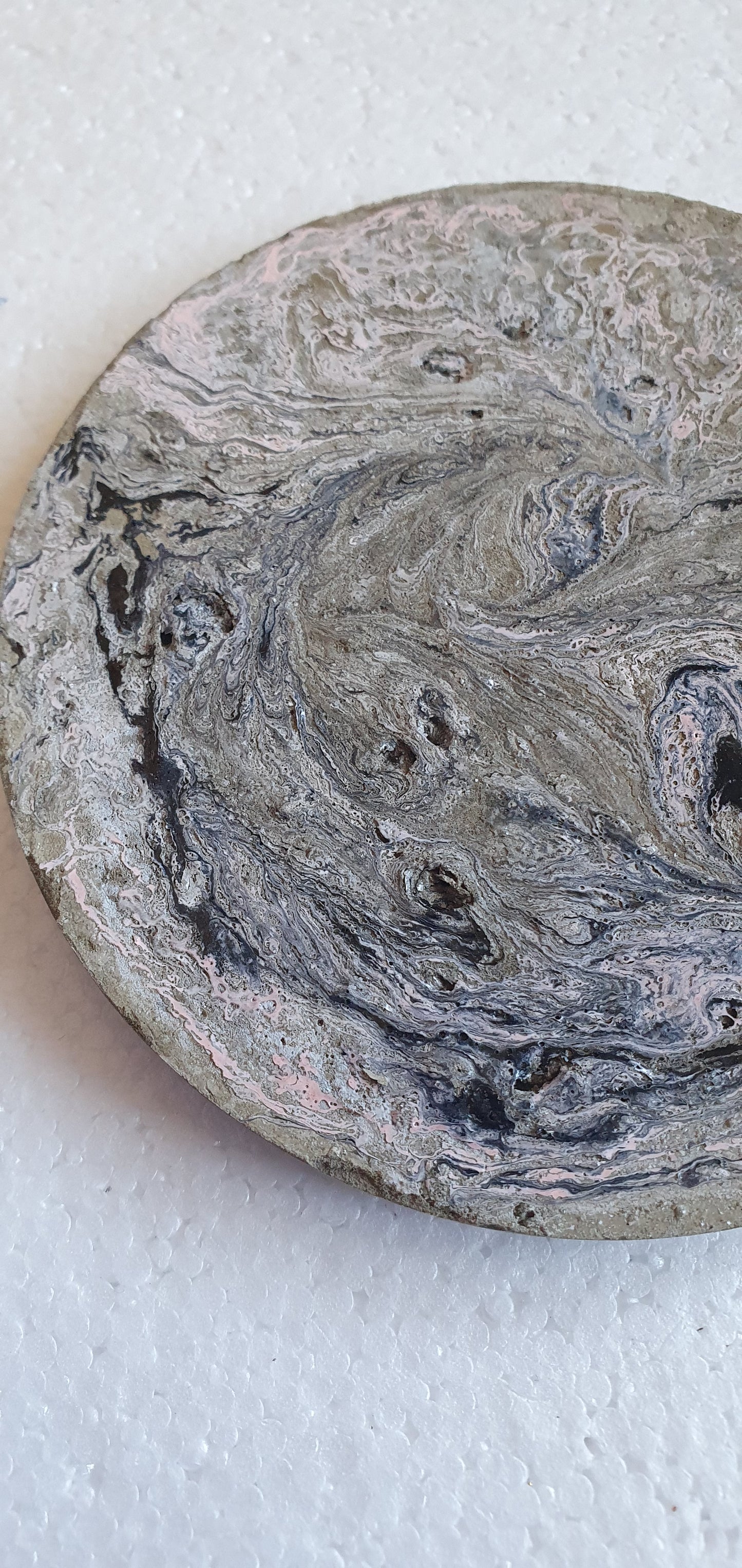 Large Single Round Decoupage Galaxy Swirl Coaster Cement Base Rose Gold Grey Black Home Decor Gift