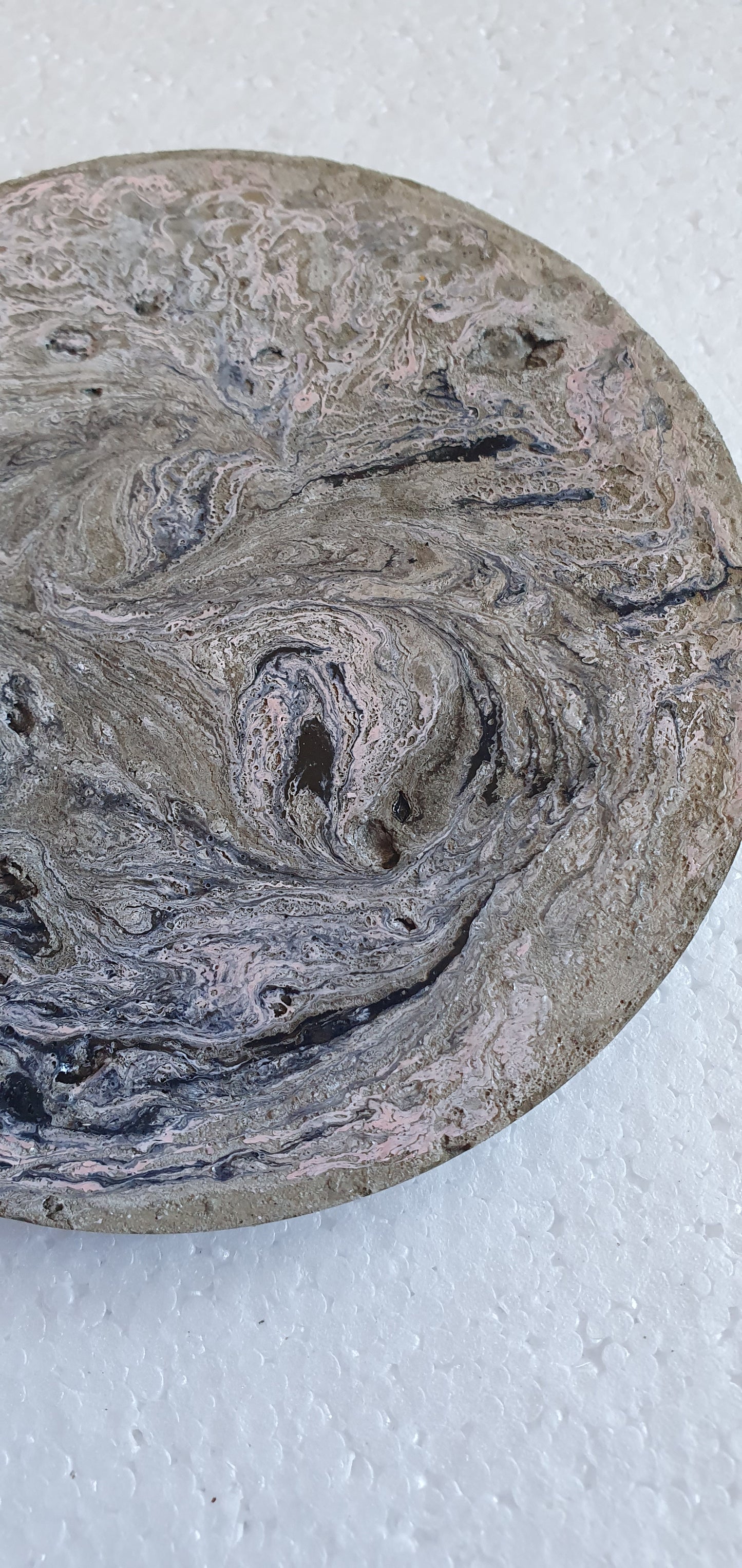 Large Single Round Decoupage Galaxy Swirl Coaster Cement Base Rose Gold Grey Black Home Decor Gift