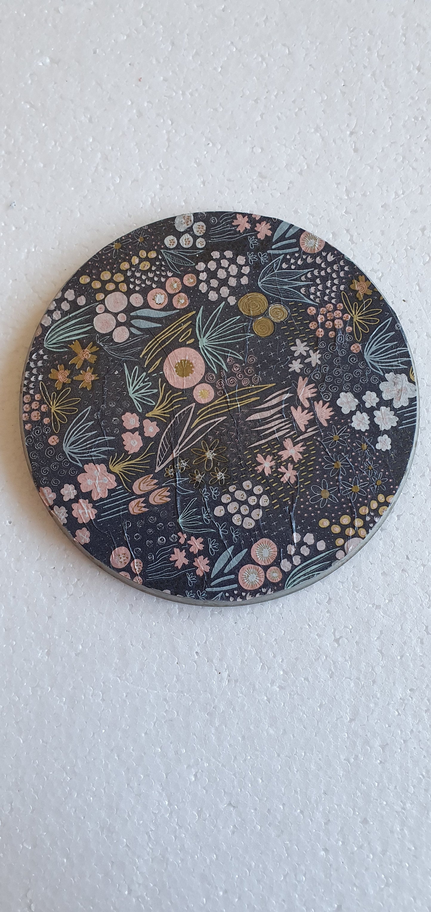 Large Single Round Decoupage Galaxy Swirl Coaster Cement Base Rose Gold Grey Black Home Decor Gift