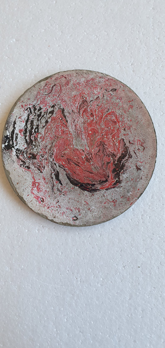 Large Single Round Decoupage Galaxy Swirl Coaster Cement Base Red White Black Home Decor Gift