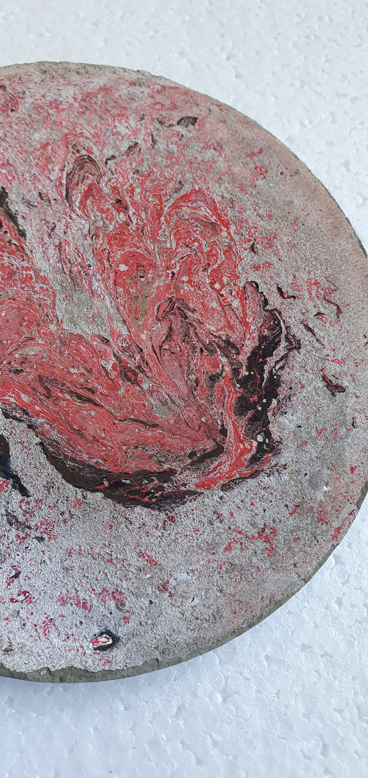 Large Single Round Decoupage Galaxy Swirl Coaster Cement Base Red White Black Home Decor Gift