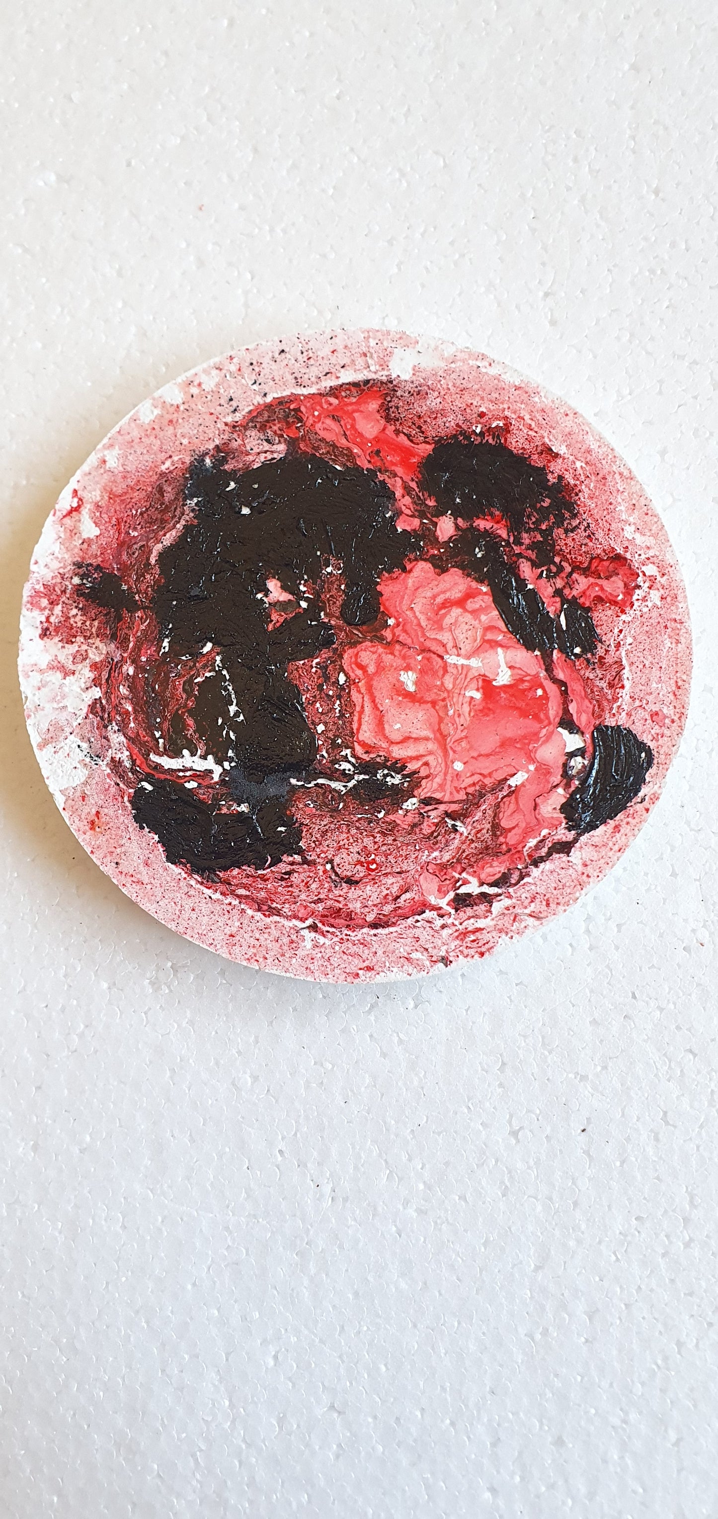 Large Single Round Decoupage Galaxy Swirl Coaster Cement Base Red Black Home Decor Gift