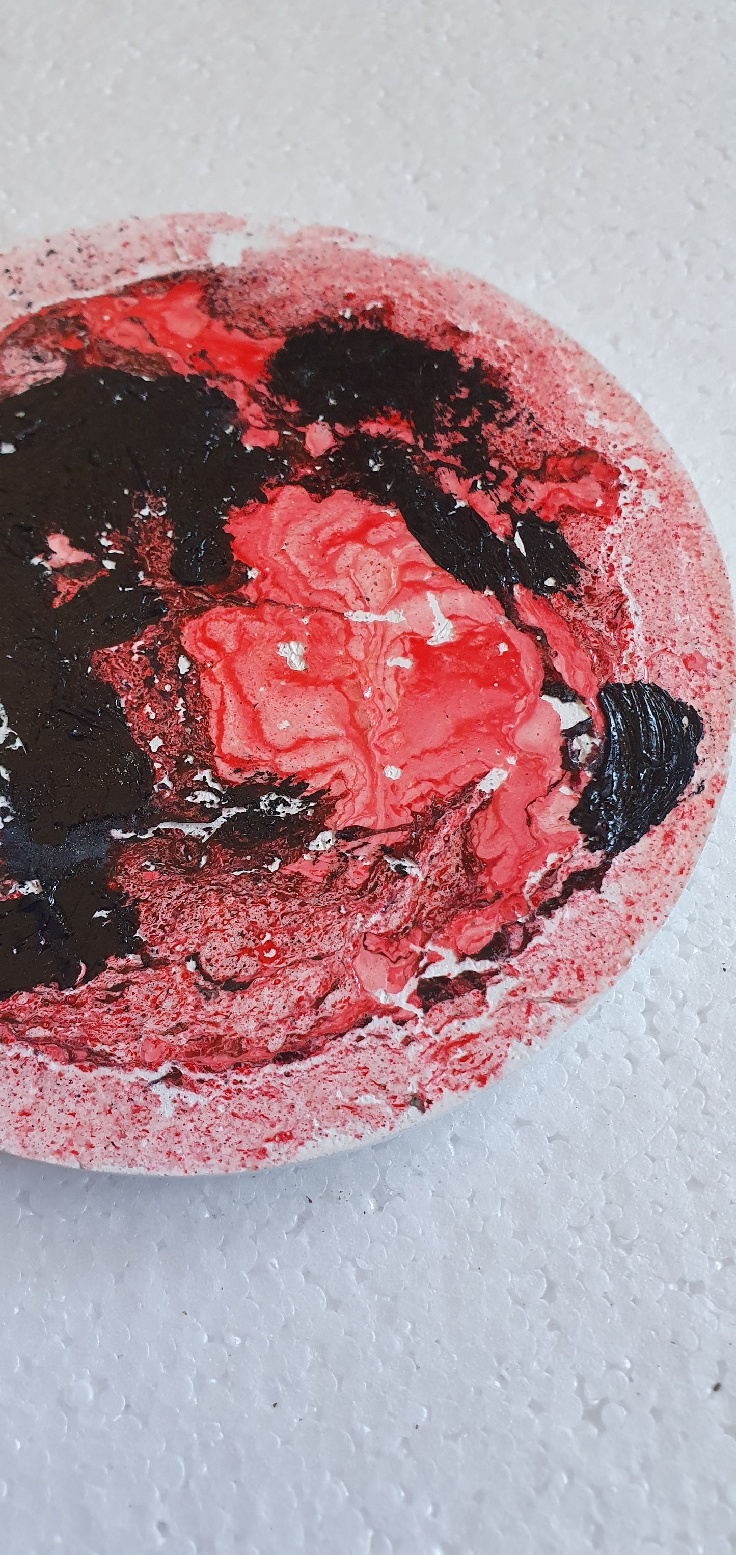 Large Single Round Decoupage Galaxy Swirl Coaster Cement Base Red Black Home Decor Gift