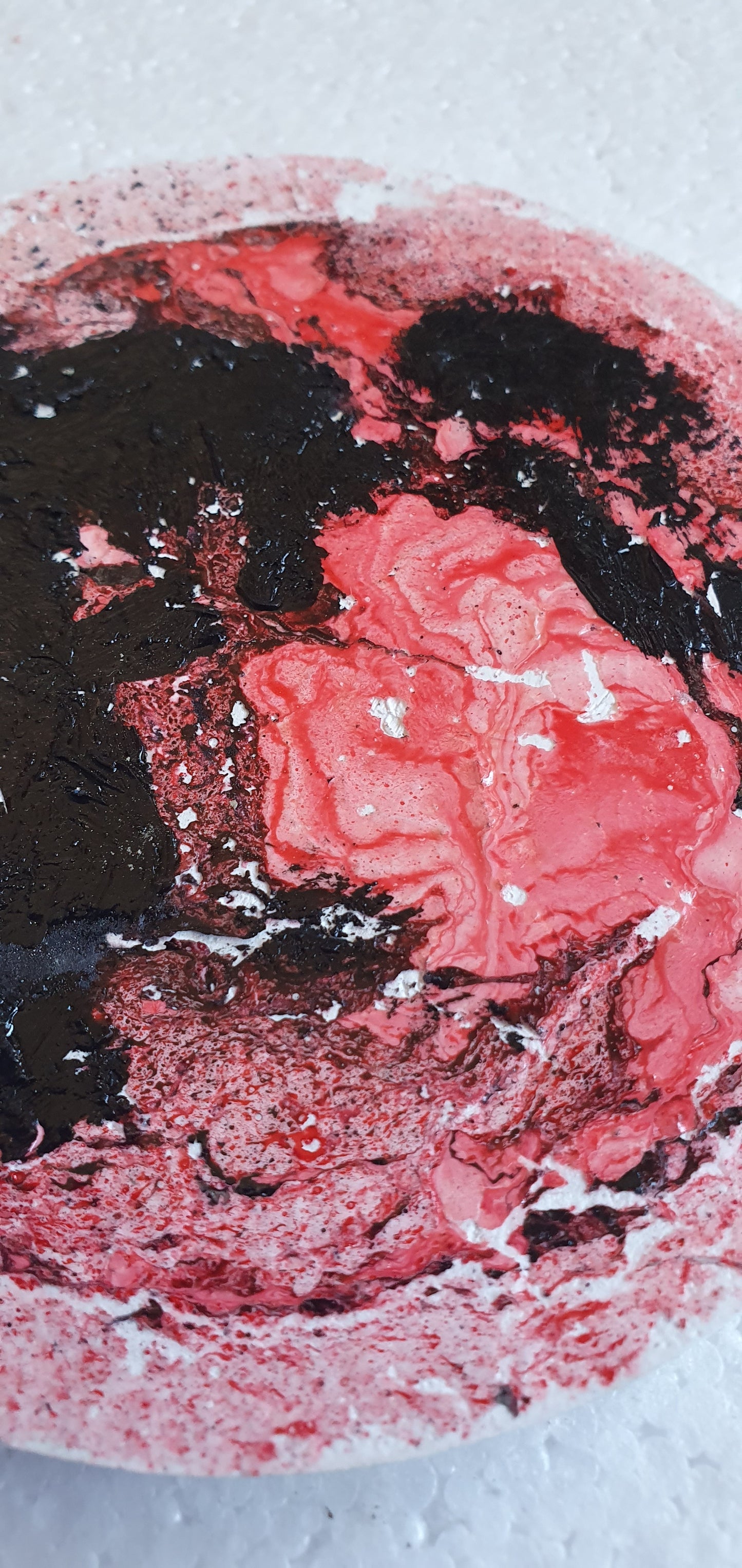 Large Single Round Decoupage Galaxy Swirl Coaster Cement Base Red Black Home Decor Gift