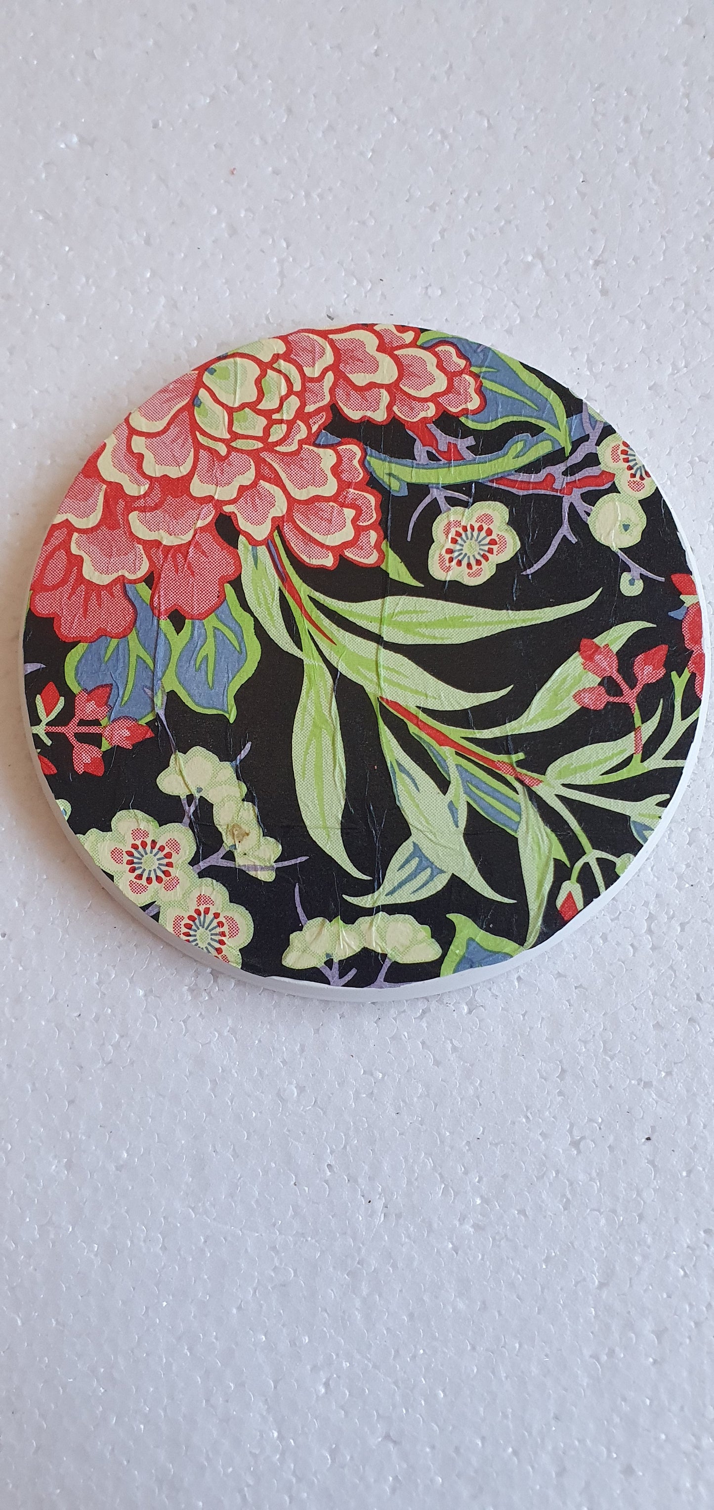 Large Single Round Decoupage Galaxy Swirl Coaster Cement Base Red Black Home Decor Gift