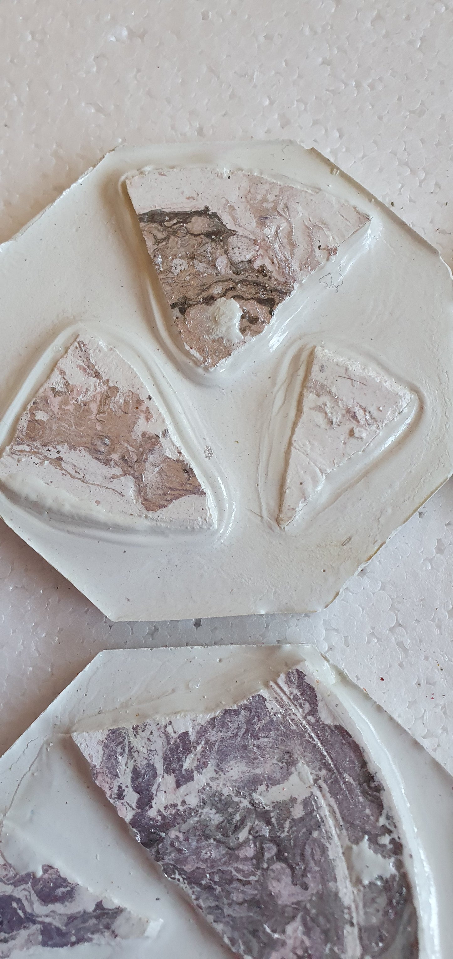 Set Of Four Hexagon Coasters White Cement Base Grey Gold Home Decor Gift