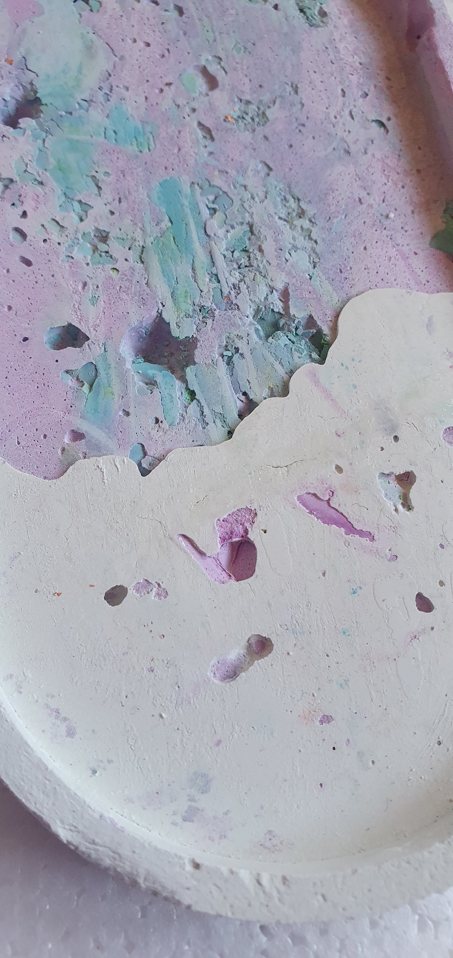 Decoupage Trinket Tray Cement Base Purple White Home Decor Gift