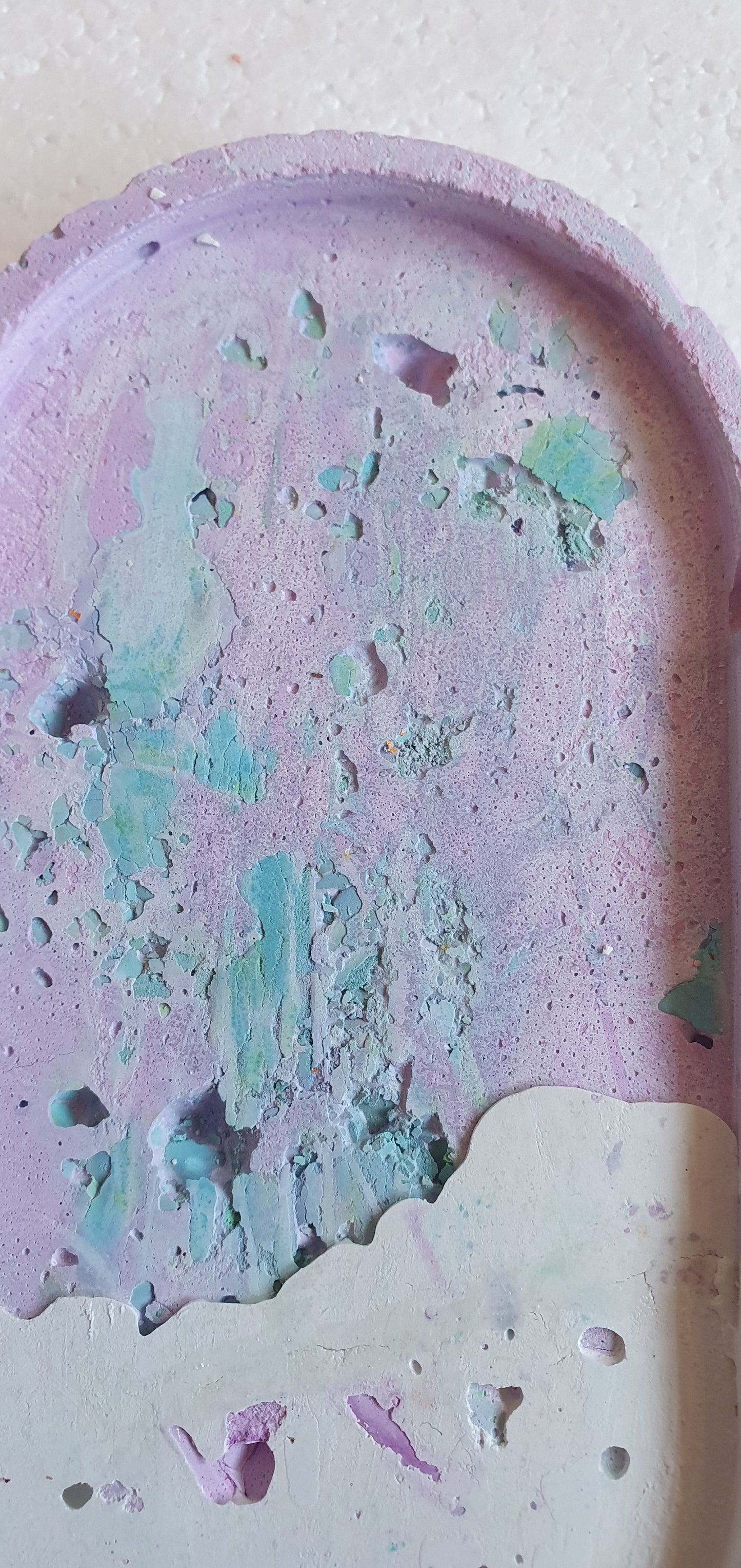 Decoupage Trinket Tray Cement Base Purple White Home Decor Gift