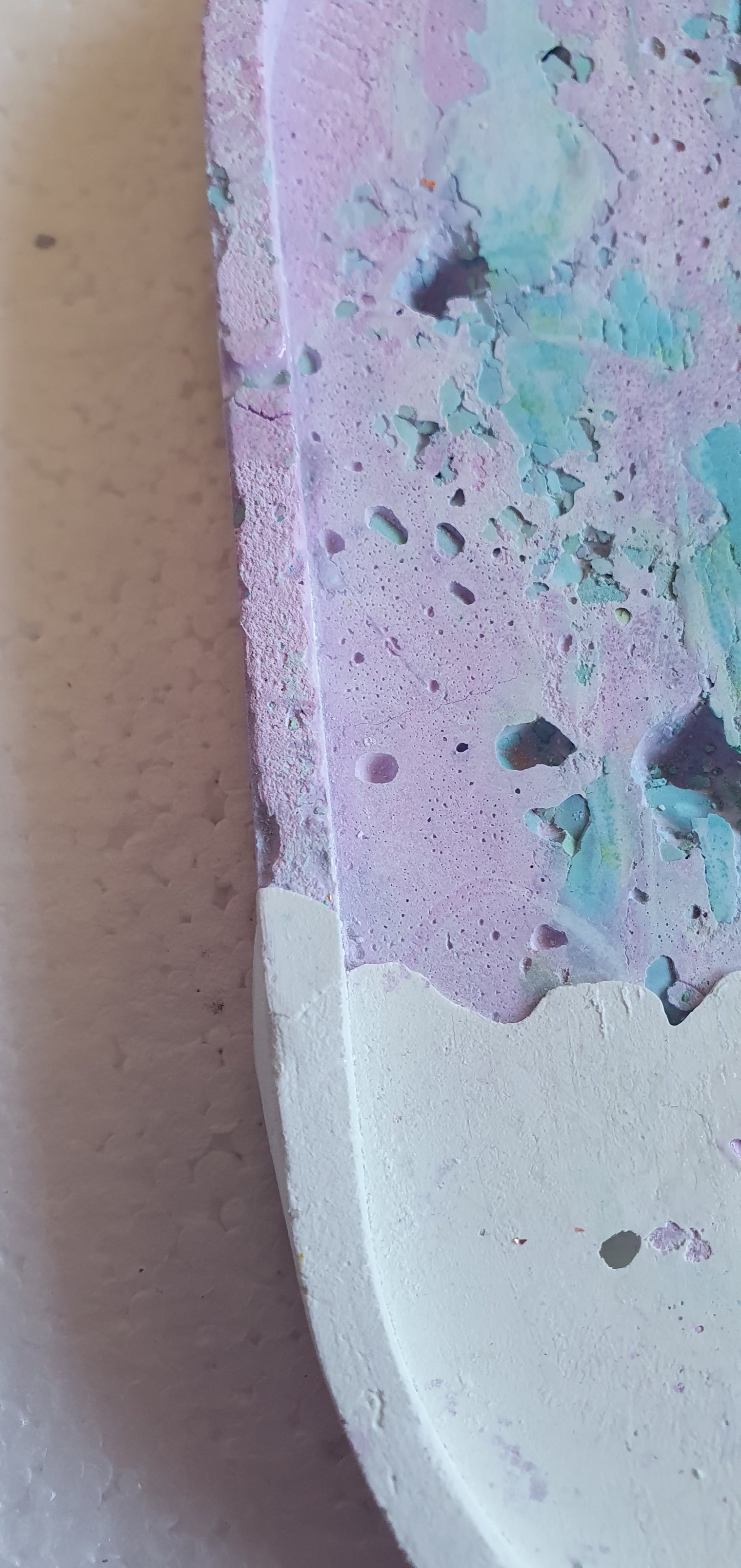 Decoupage Trinket Tray Cement Base Purple White Home Decor Gift