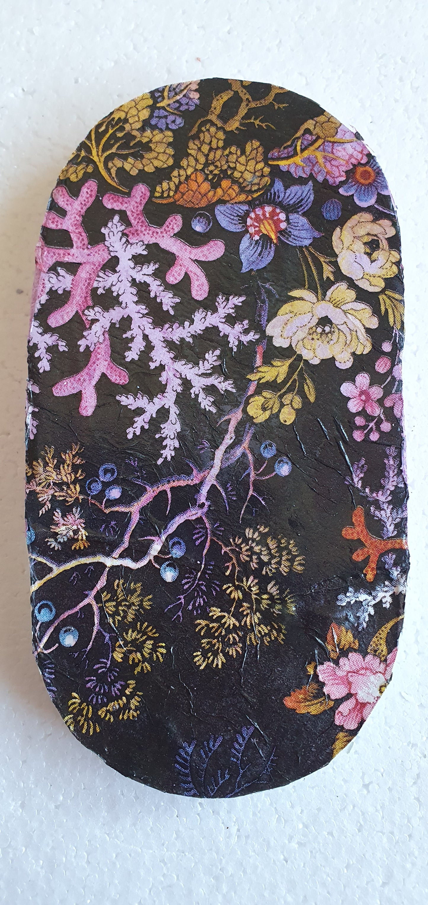 Decoupage Trinket Tray Cement Base Purple White Home Decor Gift