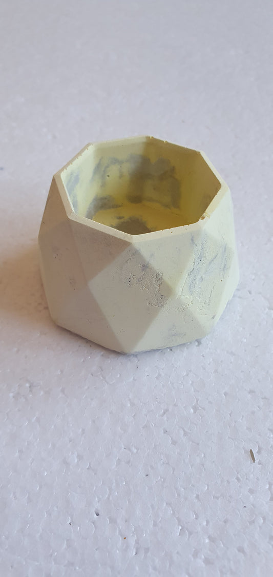 Single Octagonal Cement Tealight Holder Grey Yellow Home Decor Gift