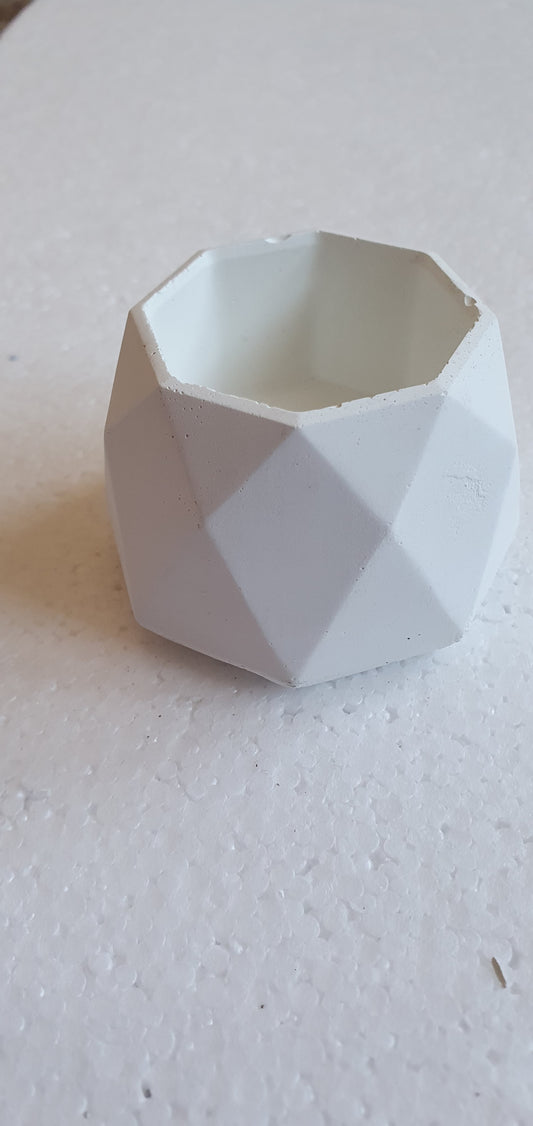 Single Octagonal Cement Tealight Holder White Home Decor Gift