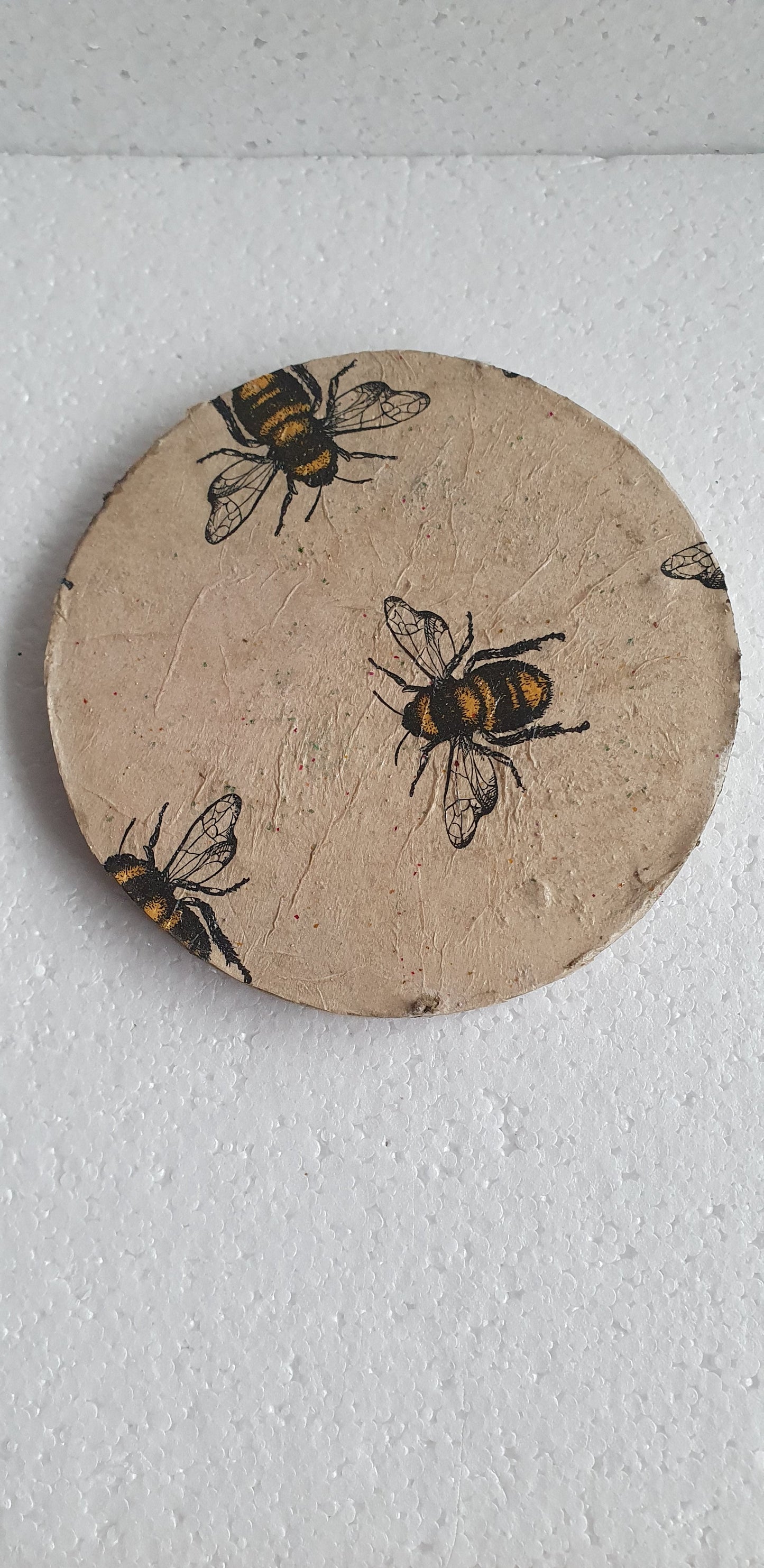 Single Round Decoupage Coaster Trinket Tray Cement Base Pink Green Grey Home Decor Gift