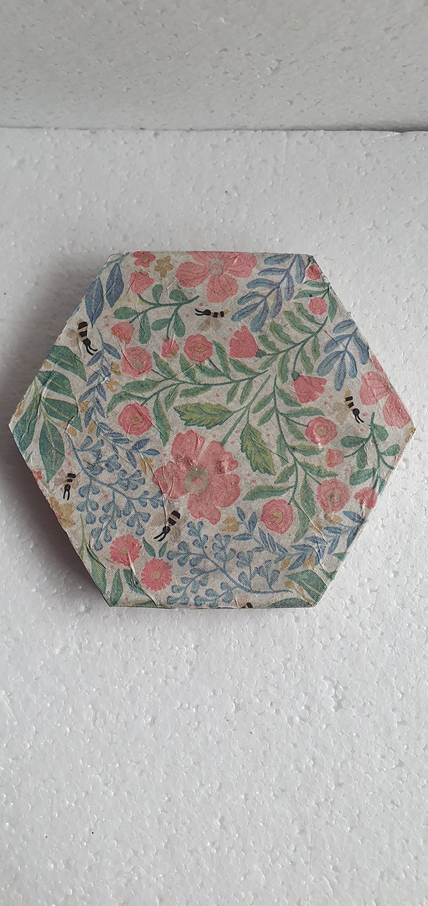 Single Hexagon Coaster Cement Base Grey Green White Home Decor Gift