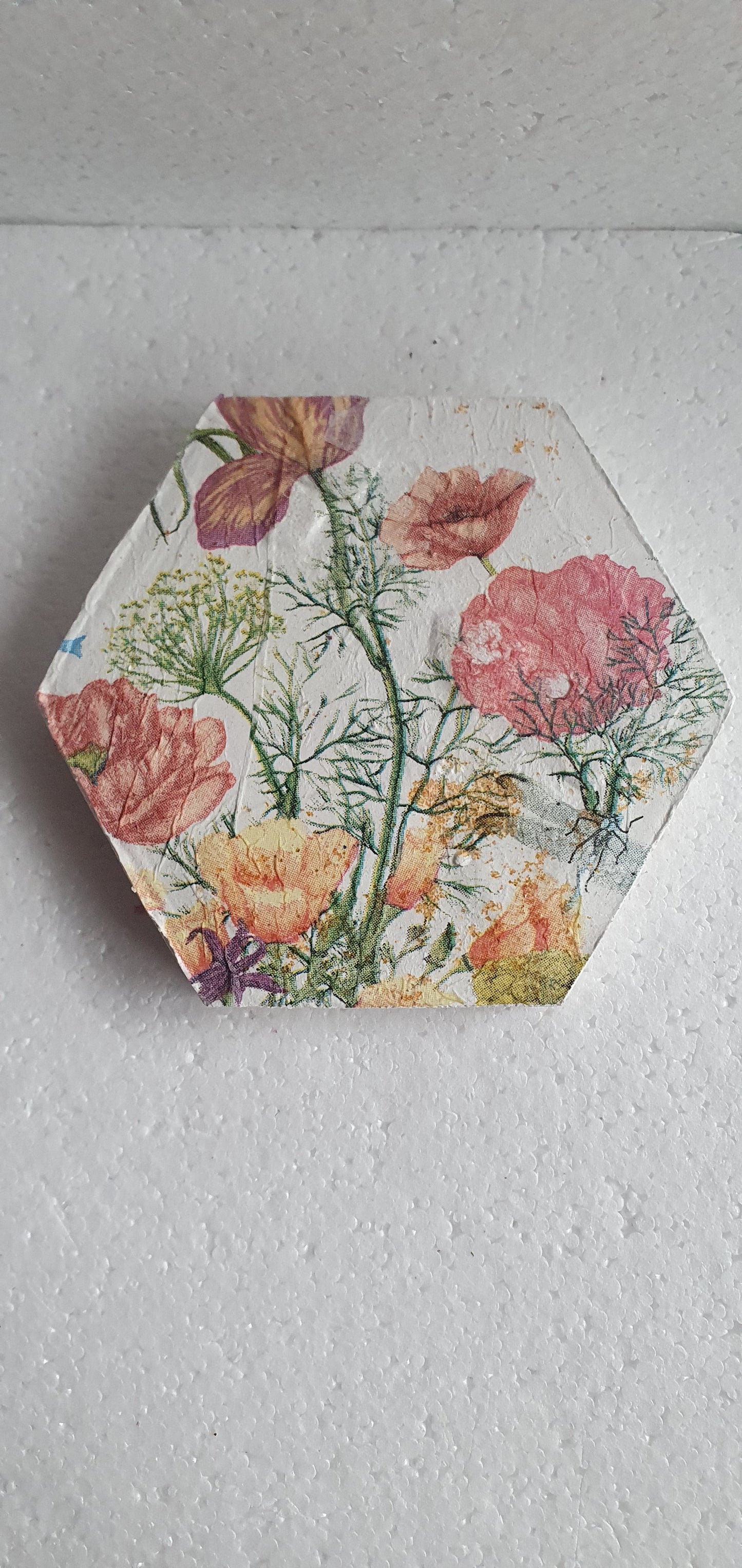 Single Hexagon Coaster Cement Base White Yellow Gold Home Decor Gift