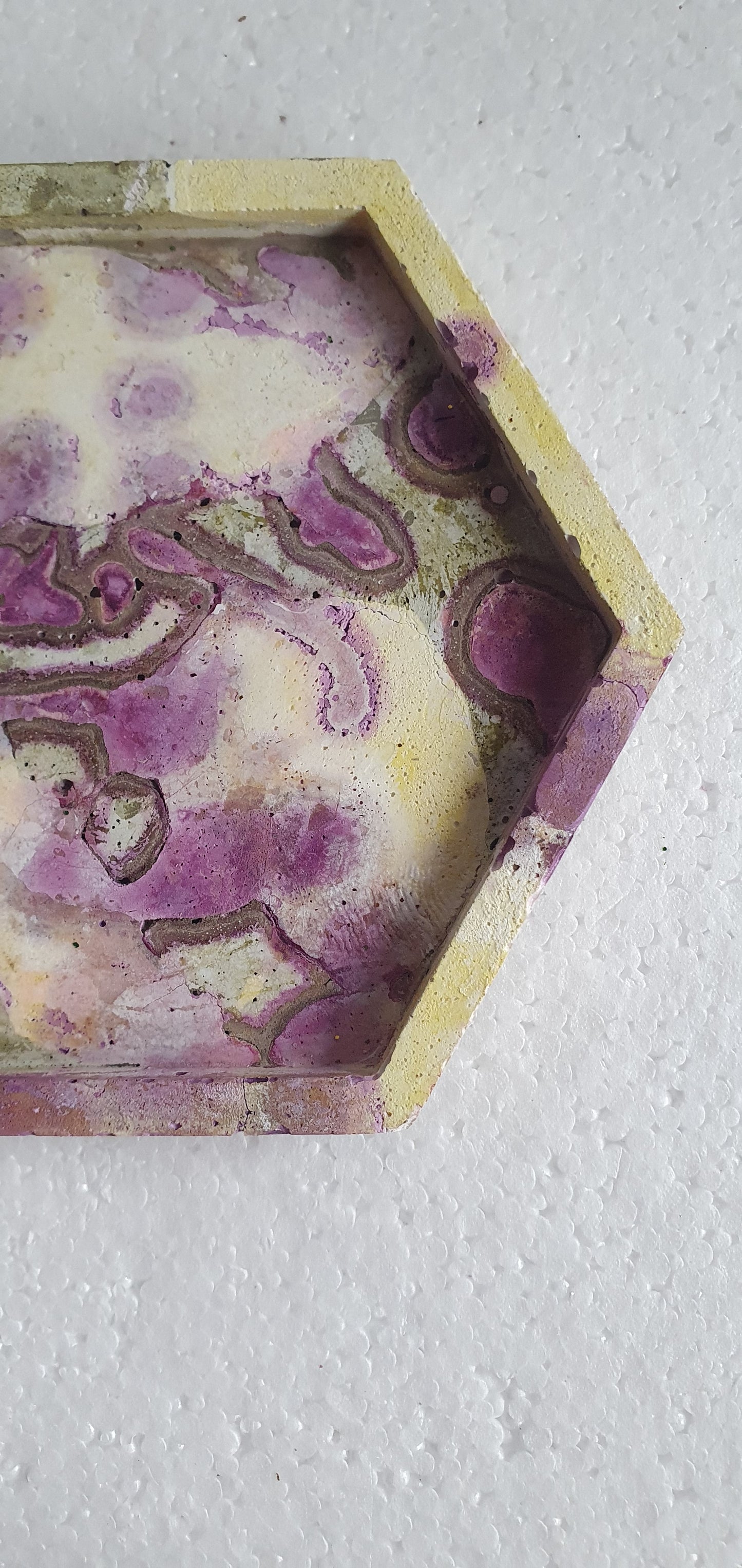 Single Hexagon Coaster Cement Base White Purple Grey Yellow Home Decor Gift