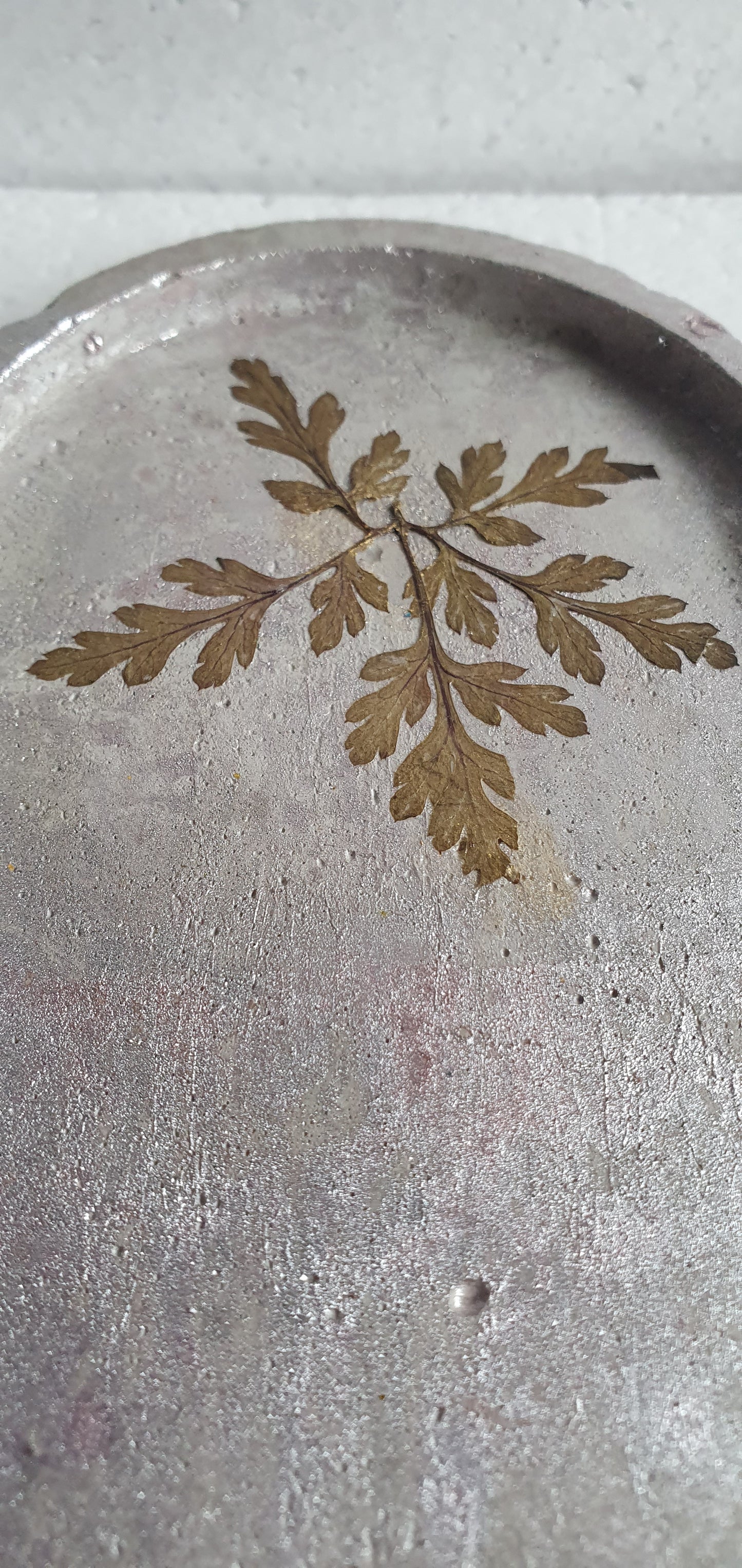 Decoupage Trinket Tray Cement Base Metallic Rose Gold Leaf Home Decor Gift