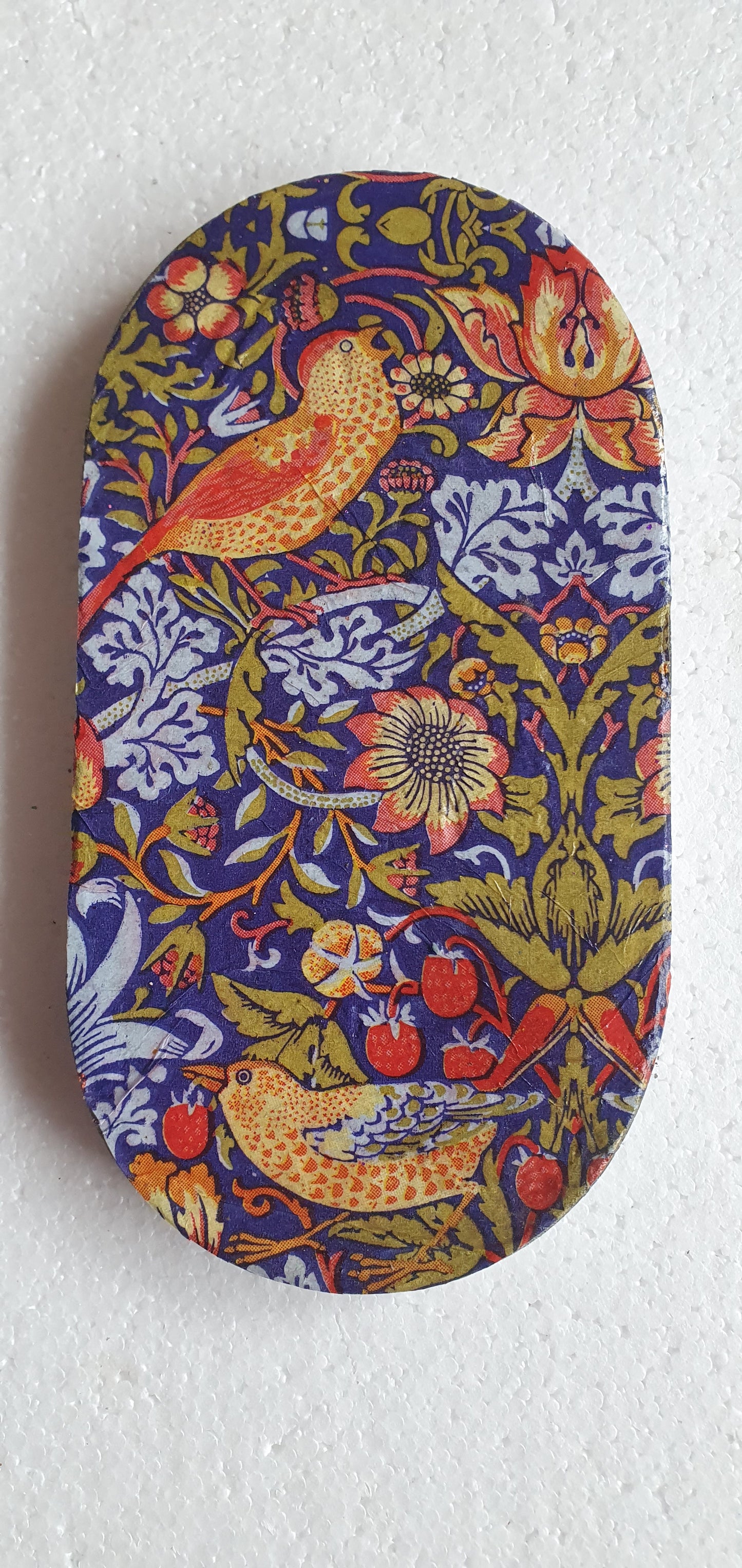 Decoupage Trinket Tray Cement Base Metallic Green White Blue Home Decor Gift