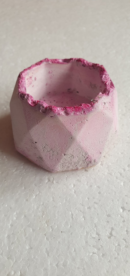 Single Octagonal Cement Tealight Holder Pink Home Decor Gift