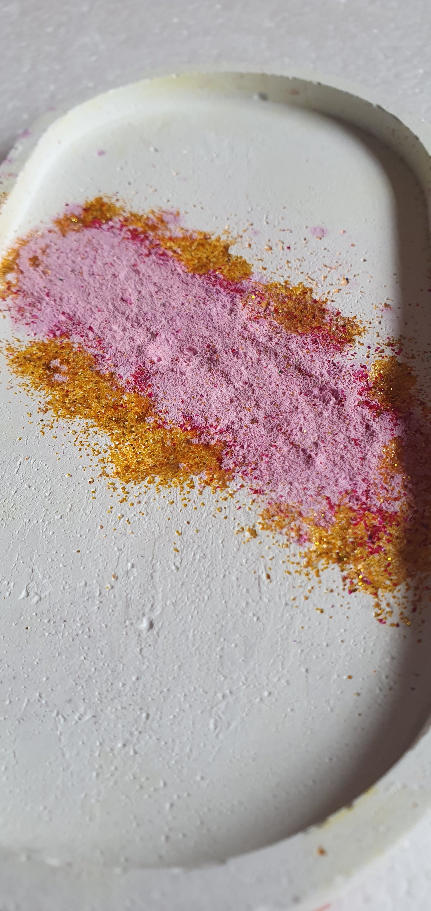 Decoupage Trinket Tray Cement Base Gold Pink White Home Decor Gift