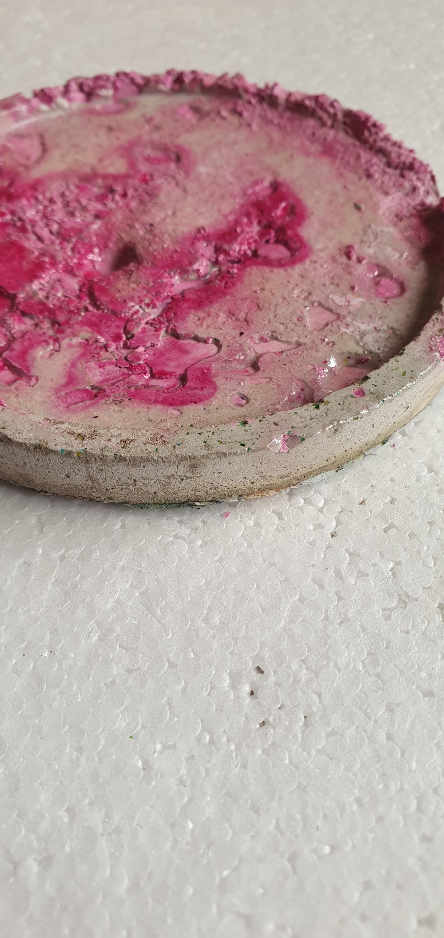 Set Of Three Hexagon Coasters White Grey Cement Base Pink Green Home Decor Gift