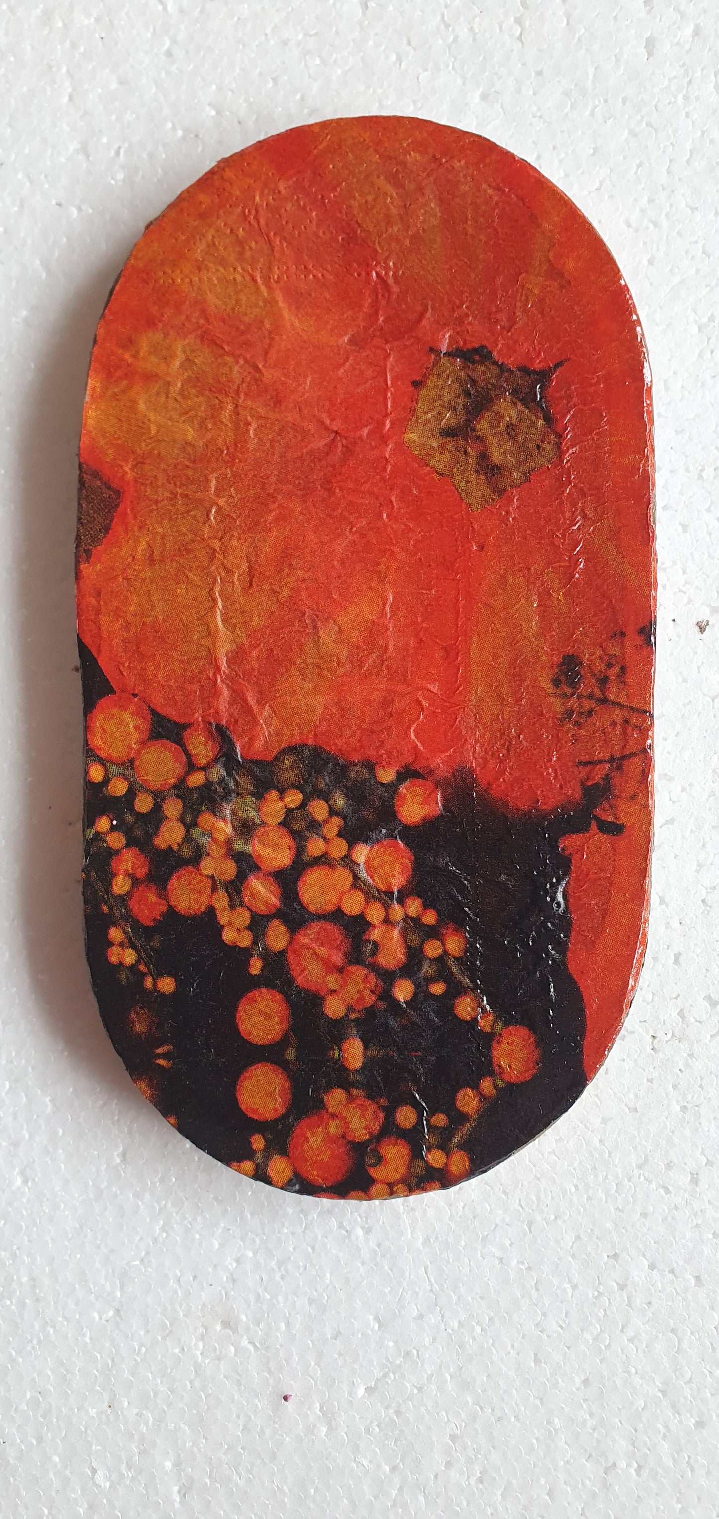 Decoupage Trinket Tray Cement Base Orange Blue Green Cockatoos Home Decor Gift