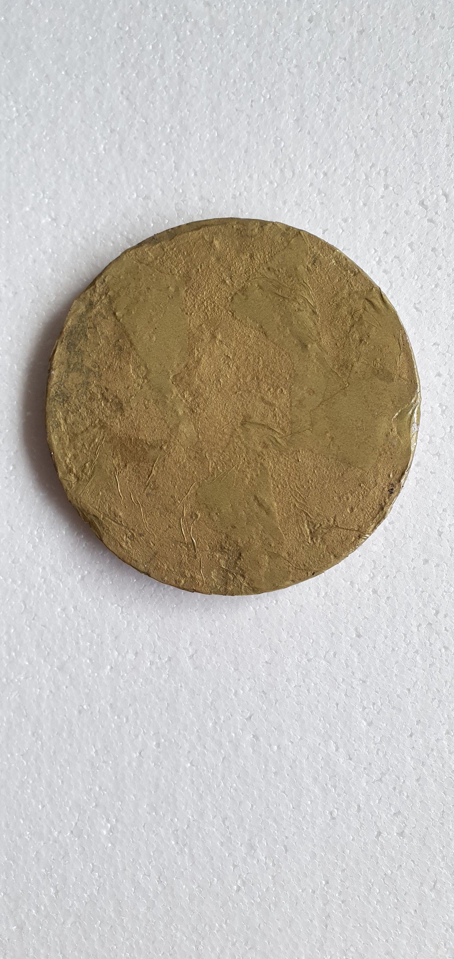 Large Single Round Decoupage Coaster Cement Base Grey Pink Gold Home Decor Gift