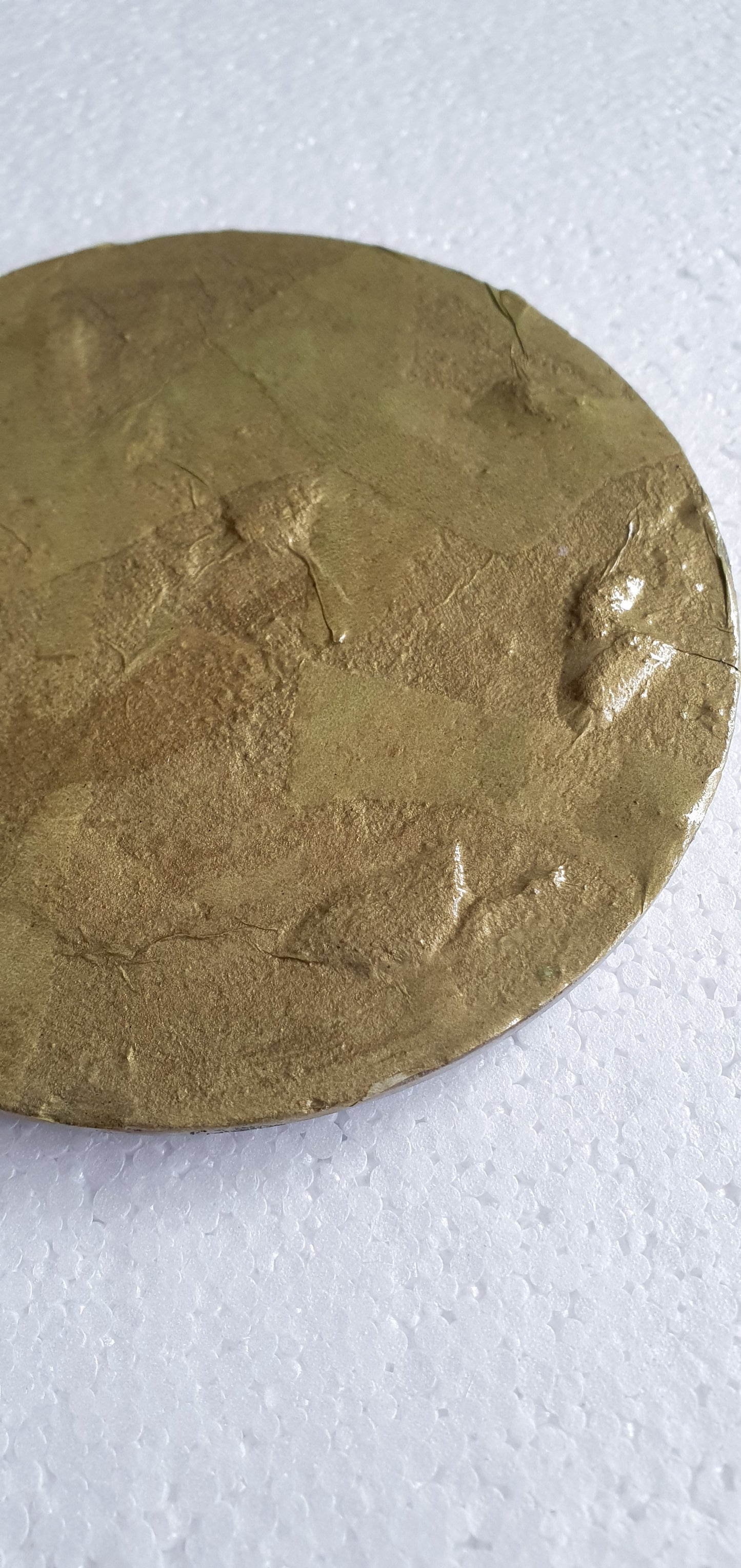 Large Single Round Decoupage Coaster Cement Base Grey Yellow Black Gold Home Decor Gift