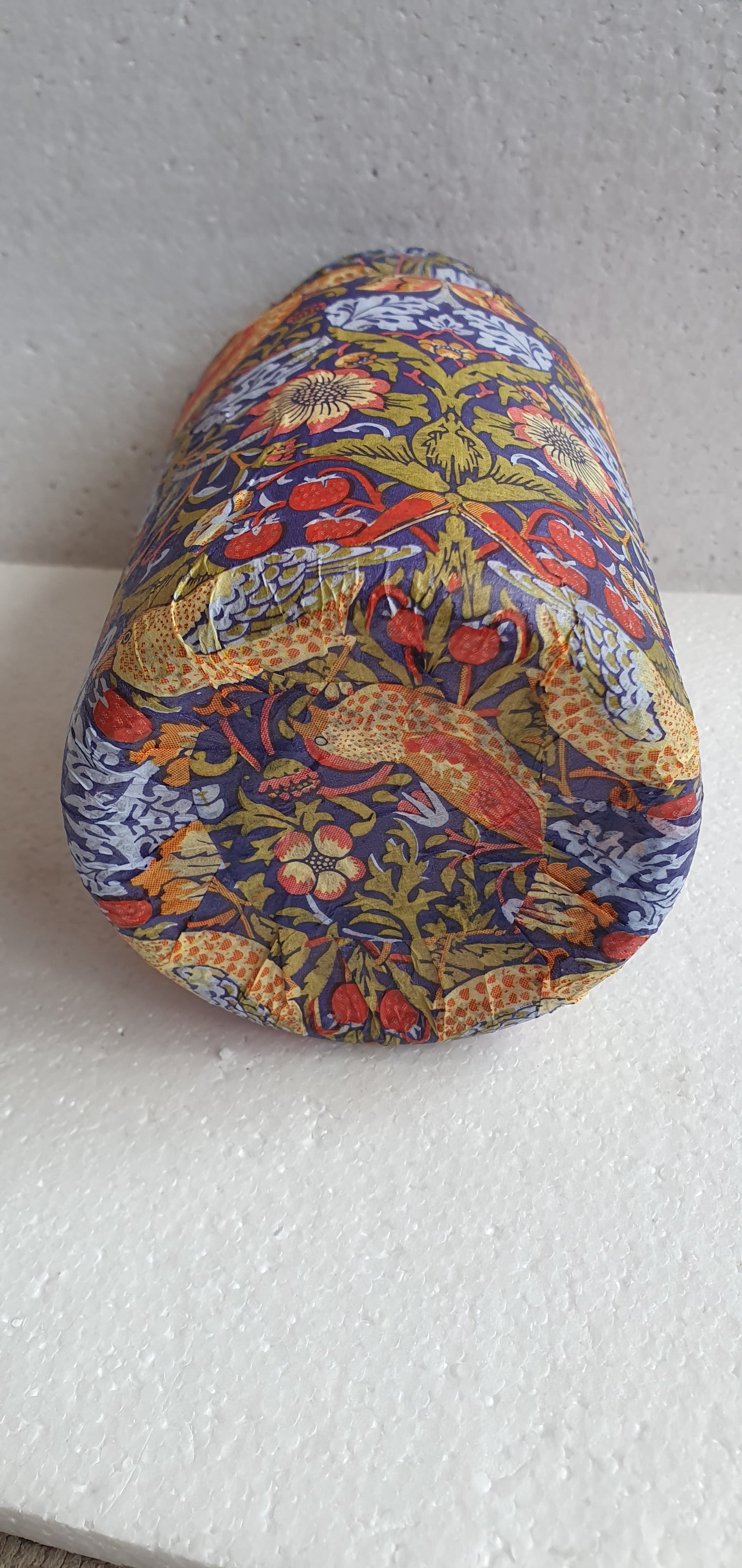 Medium 'Chunky' Hand Decorated Glass Pin Cushion Jar Medieval Blue Yellow Red Birds Crafters Gift