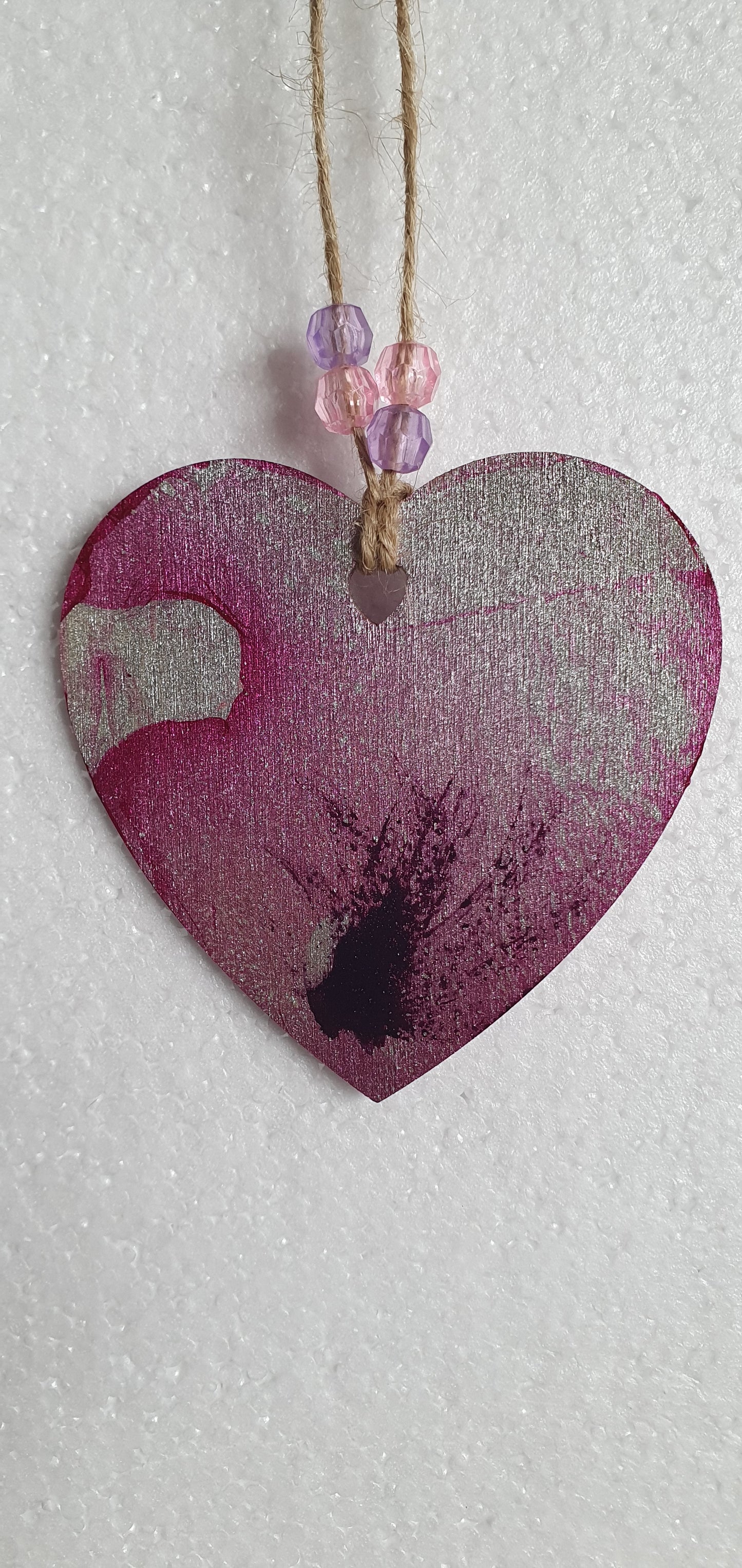 Small Marbled Wooden Heart Window Hanging Gift