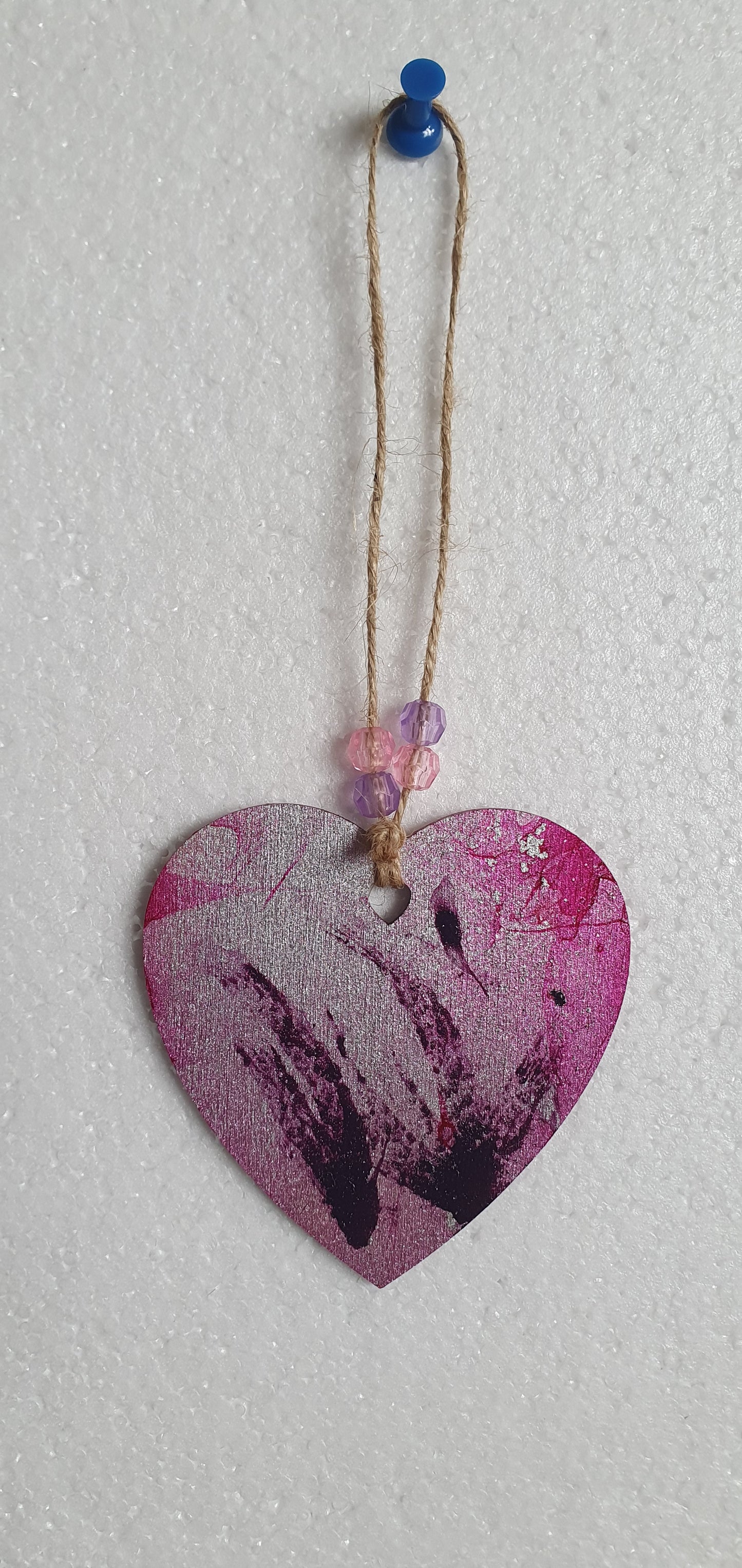 Small Marbled Wooden Heart Window Hanging Gift