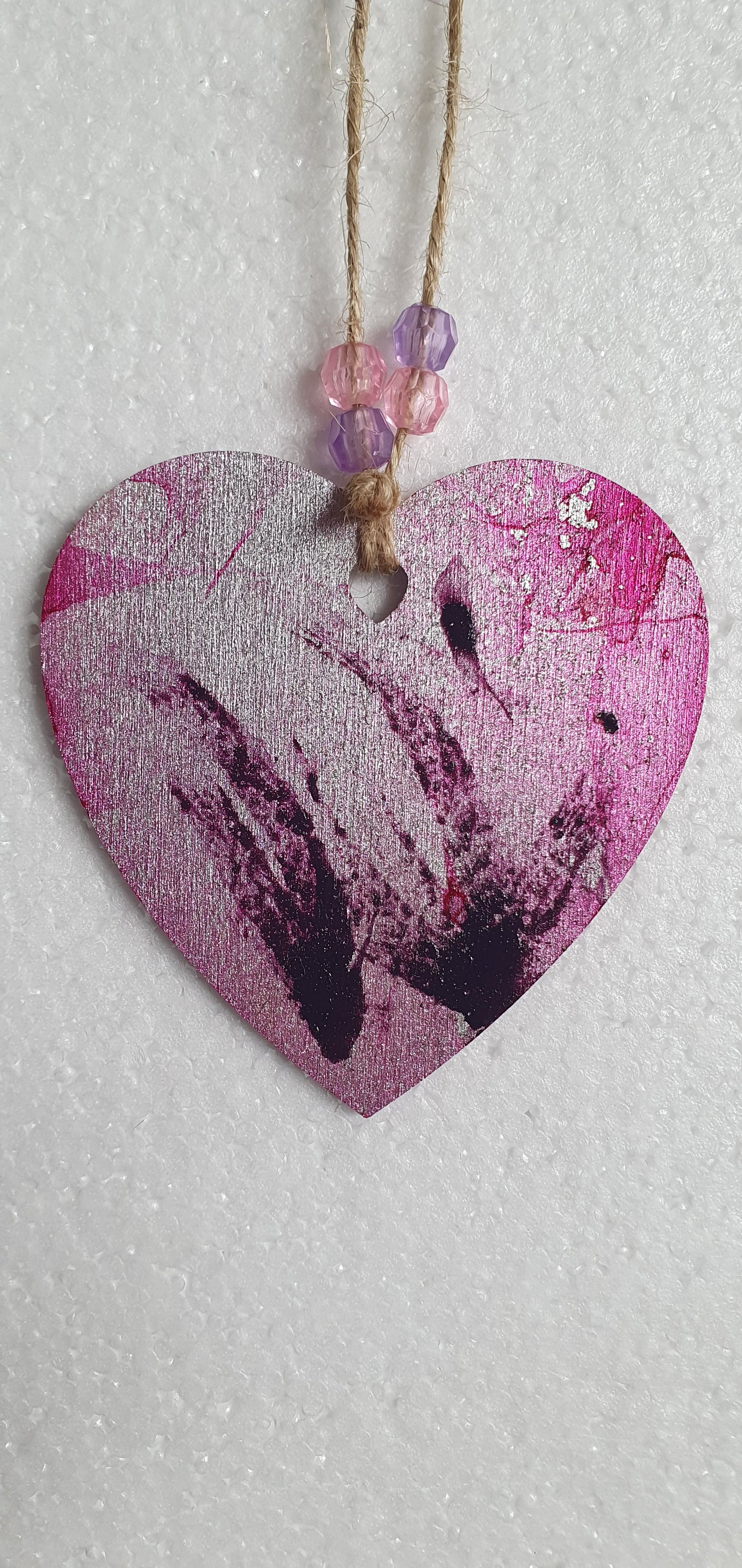 Small Marbled Wooden Heart Window Hanging Gift