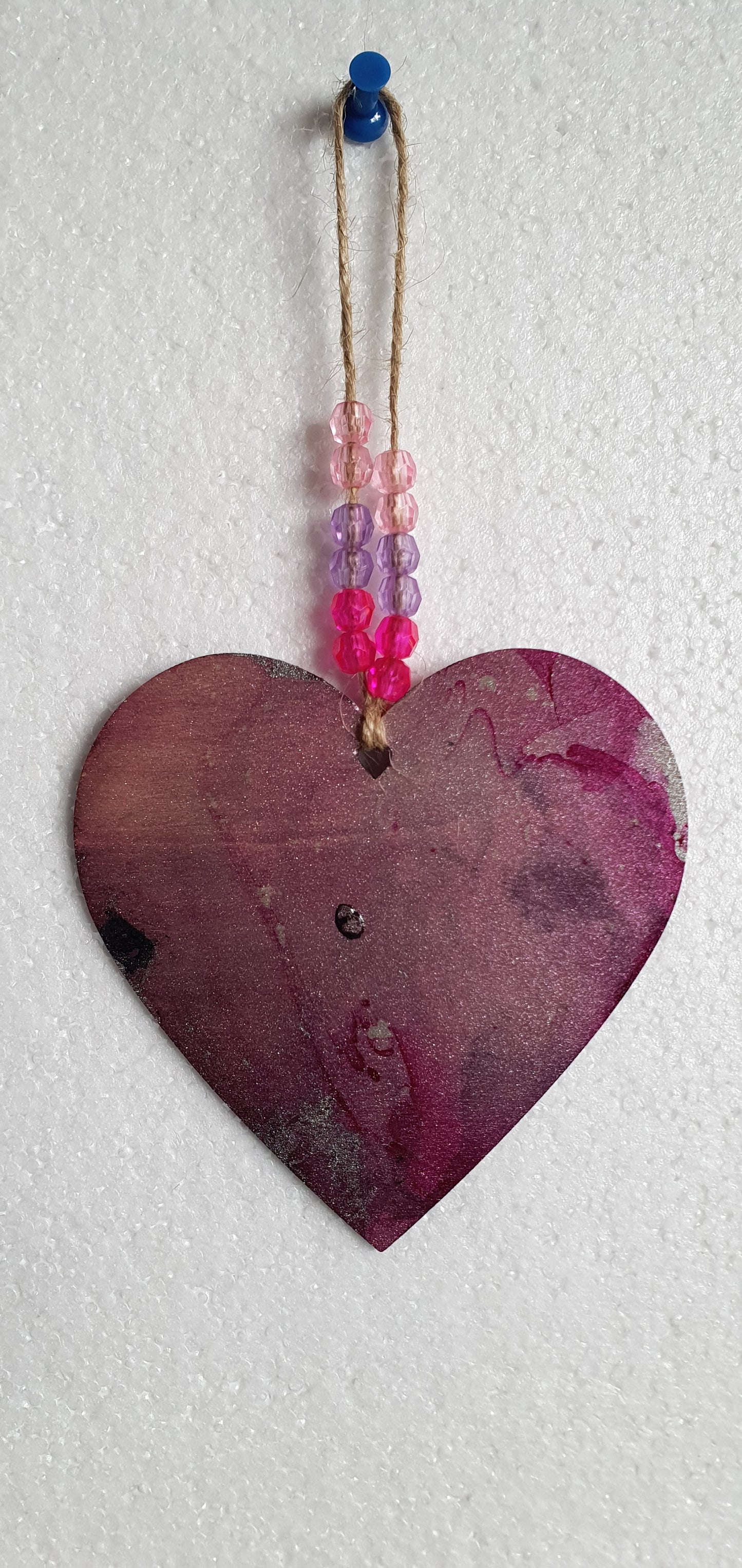 Large Marbled Wooden Heart Window Hanging Home Decor Gift