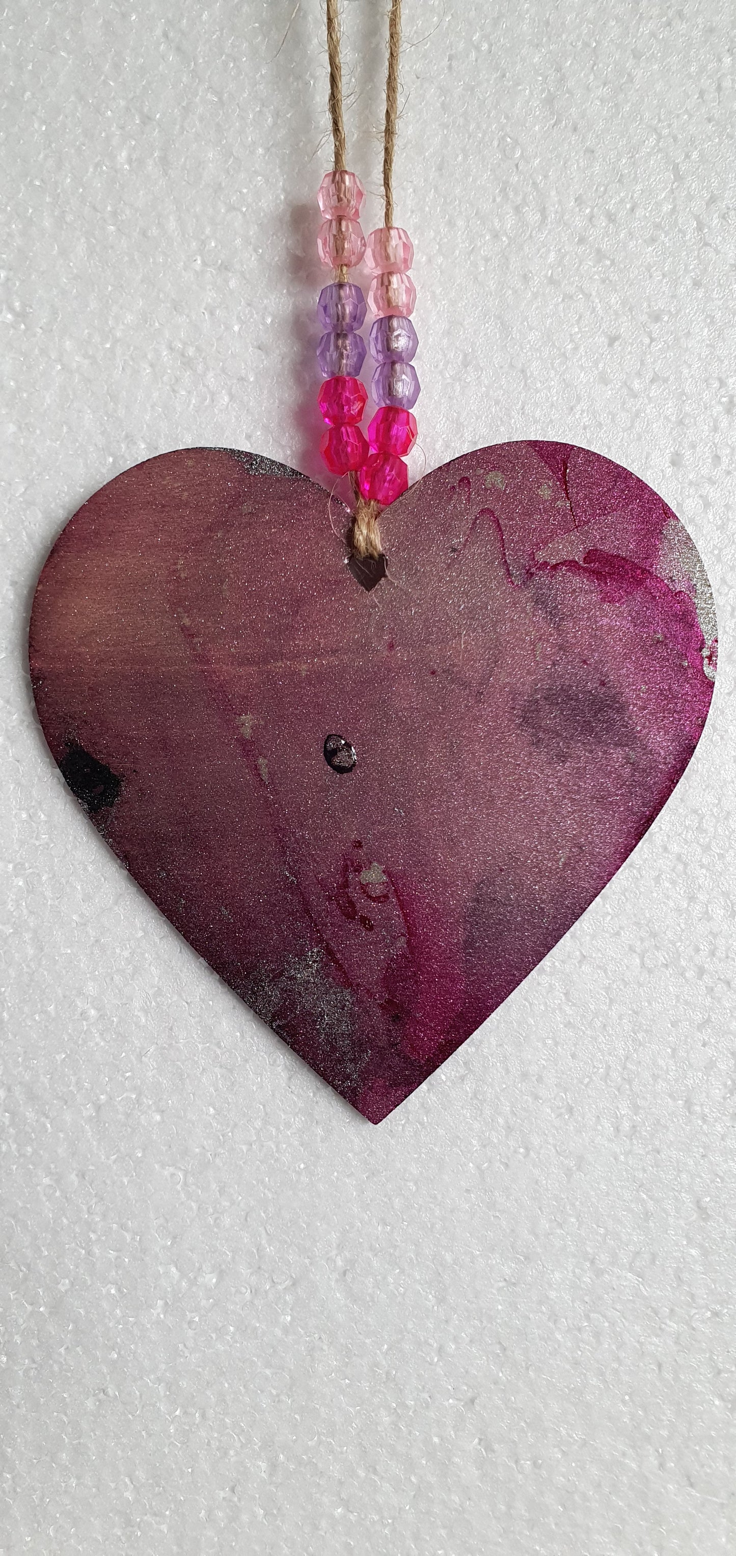 Large Marbled Wooden Heart Window Hanging Home Decor Gift